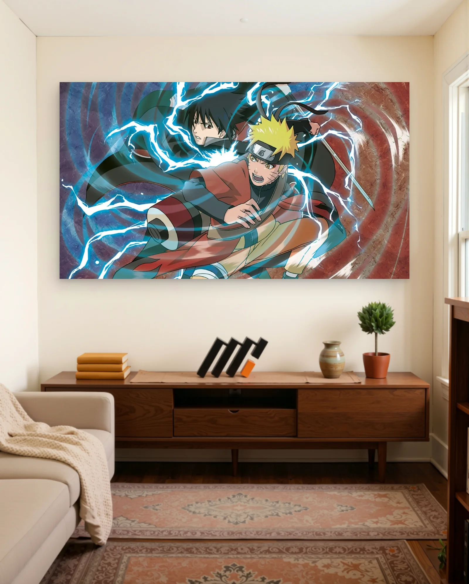 Naruto Sasuke Lightning Clash Poster — framed wall art poster by Memocult