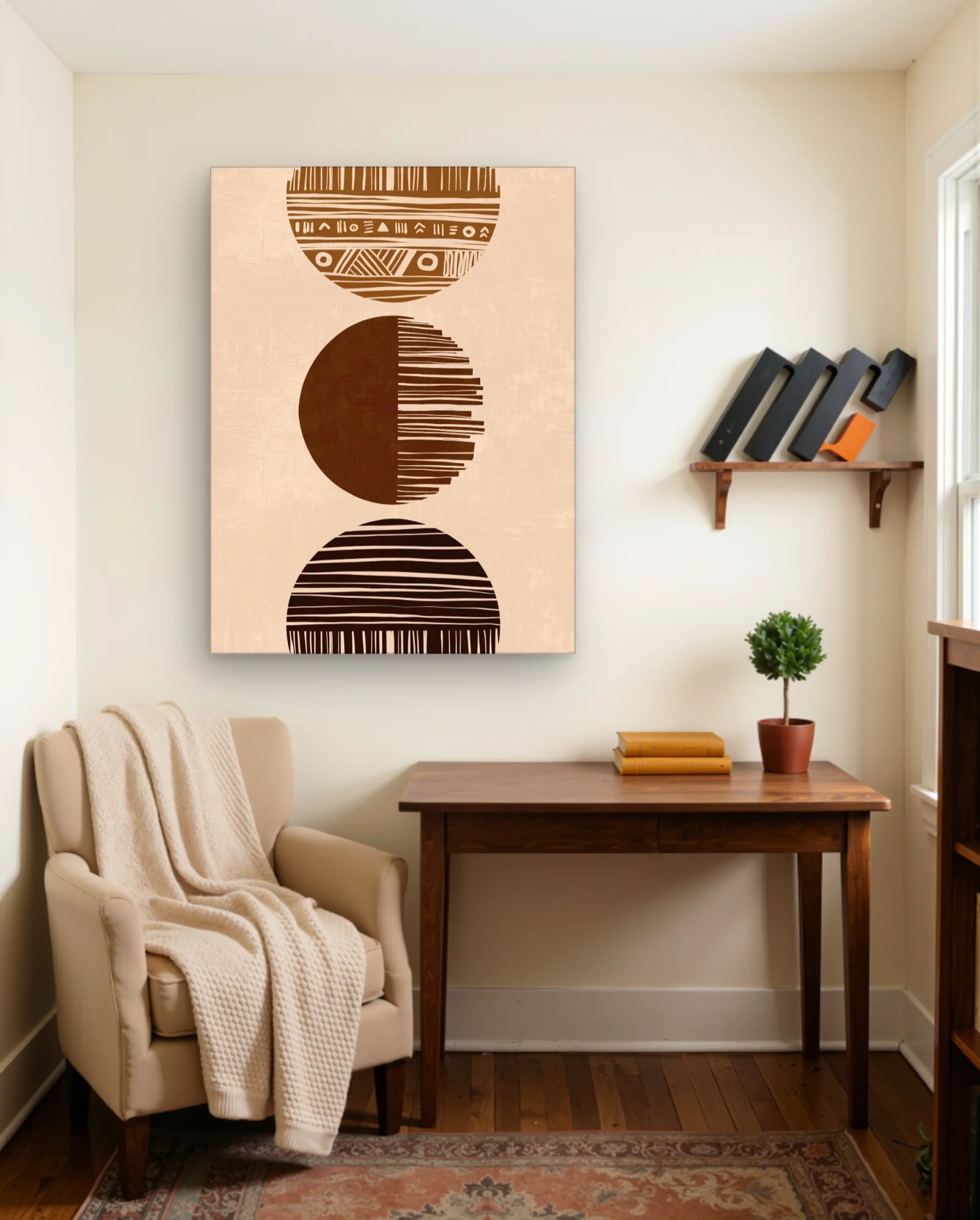 Stacked Circles Tribal Stripe Wall Art — framed wall art poster by Memocult