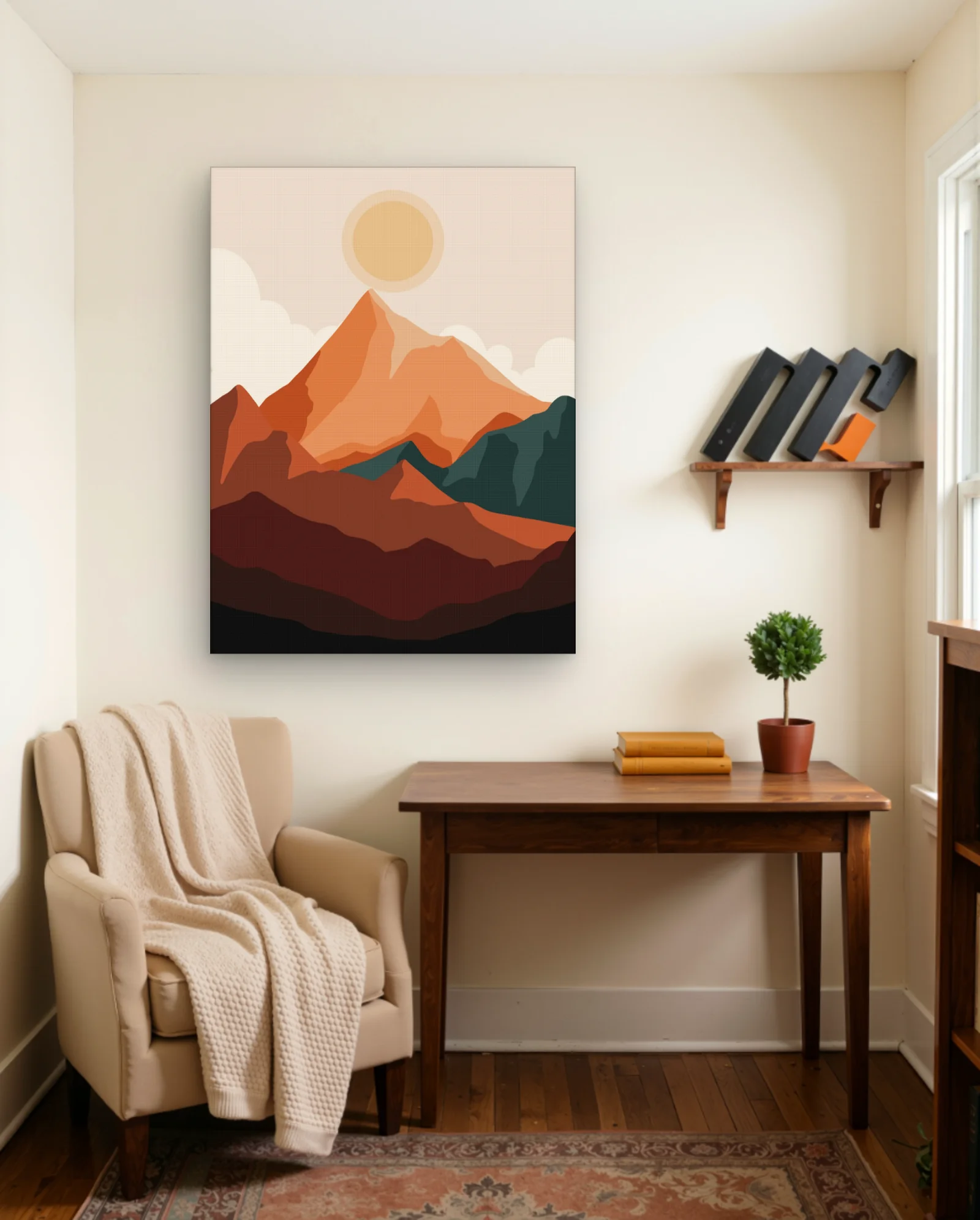 Terracotta Mountain Sunrise Wall Art — Modern Digital Art abstract & modern wall art poster