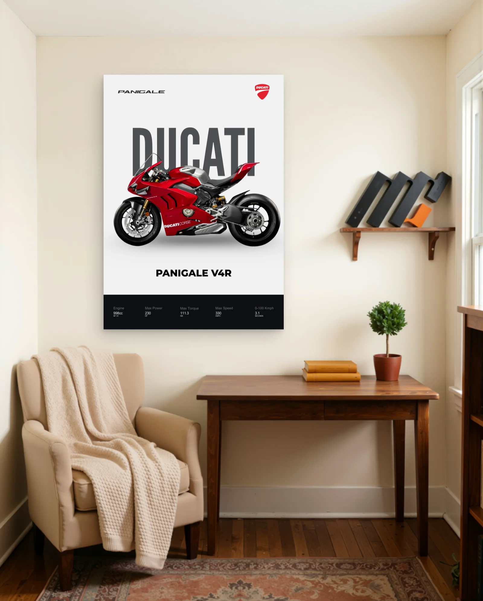 Ducati Panigale V4R Poster — framed wall art poster by Memocult