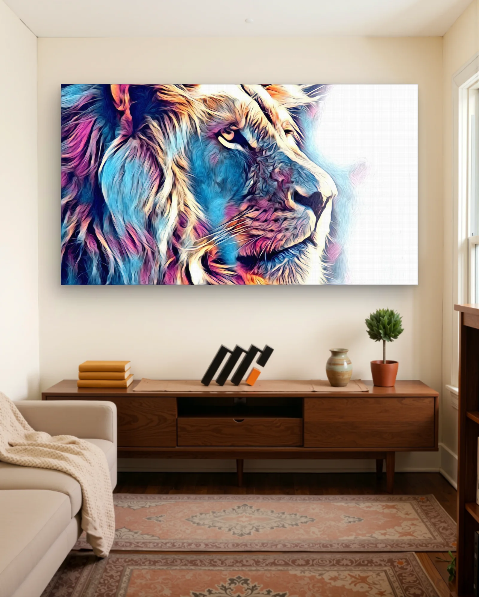 Lion Profile Colorful Abstract Wall Art — Modern Digital Art abstract & modern wall art poster