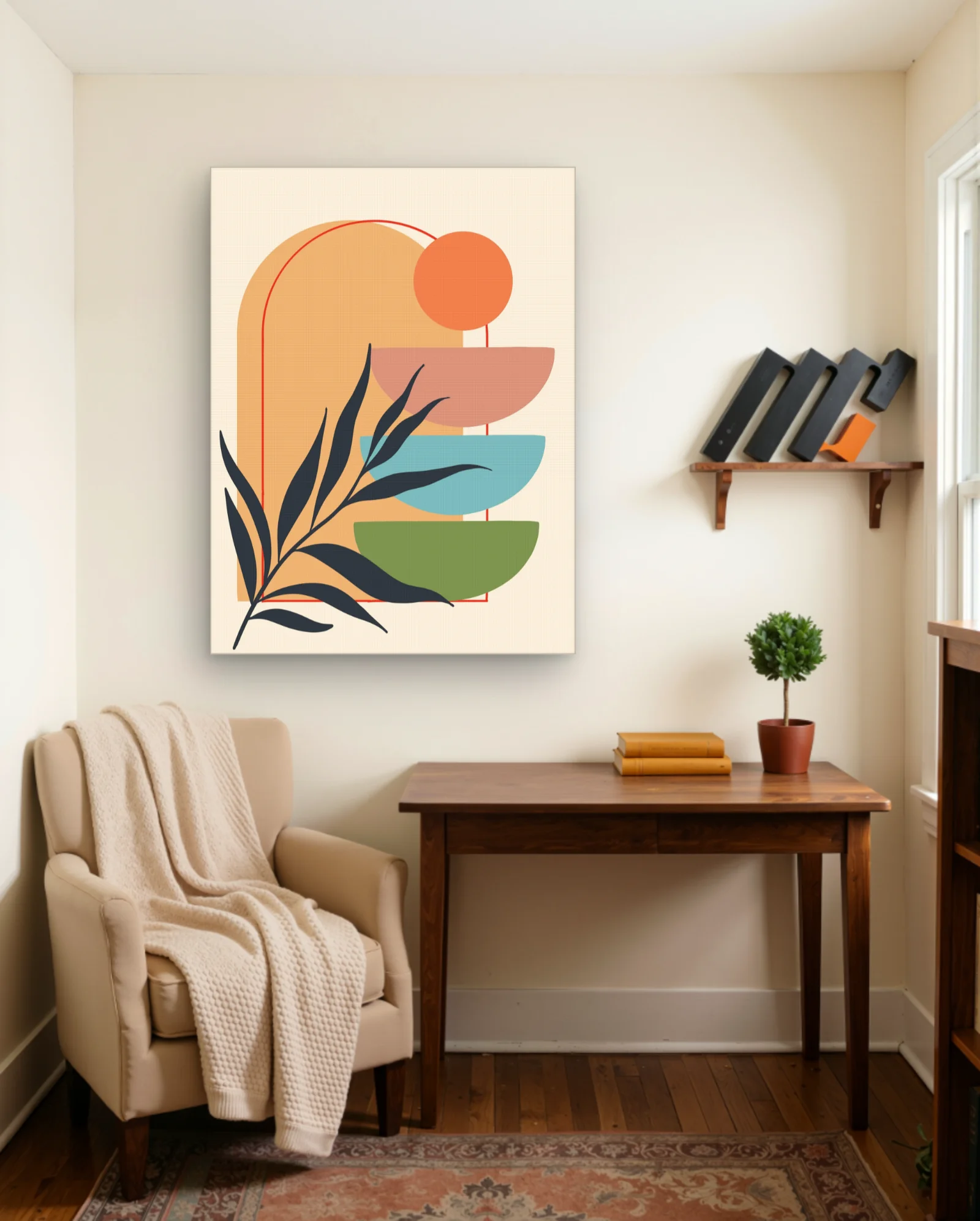 Stacked Planters Black Palm Silhouette Wall Art — framed wall art poster by Memocult