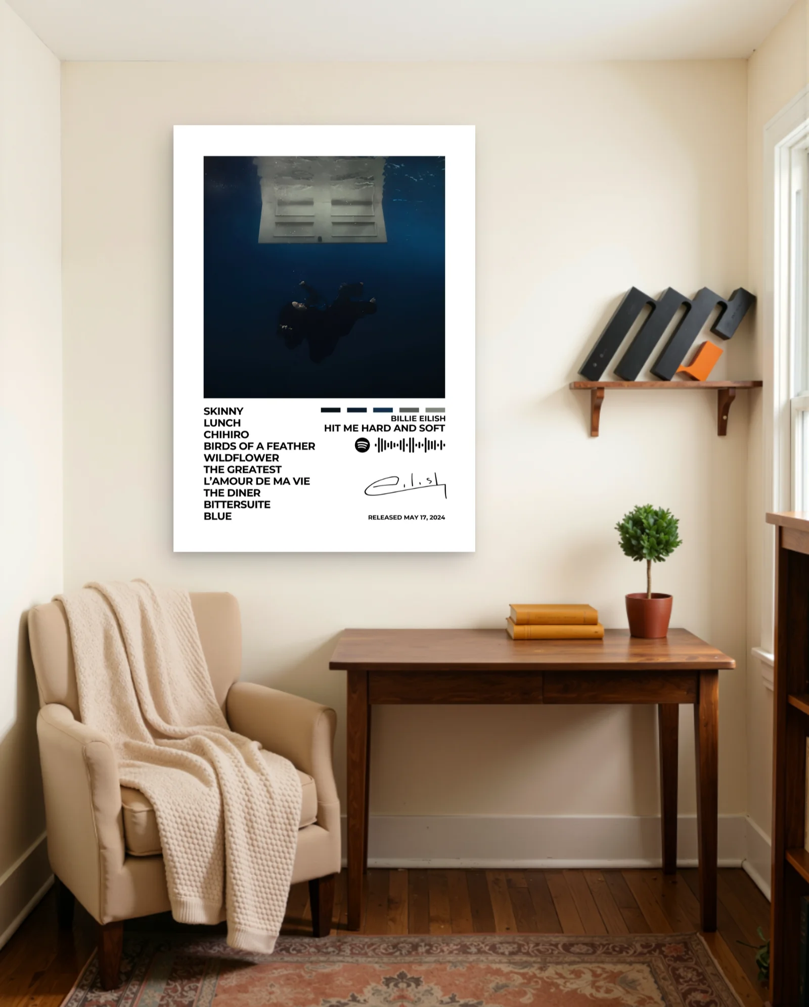 Billie Eilish Hit Me Hard And Soft Album Poster — framed wall art poster by Memocult