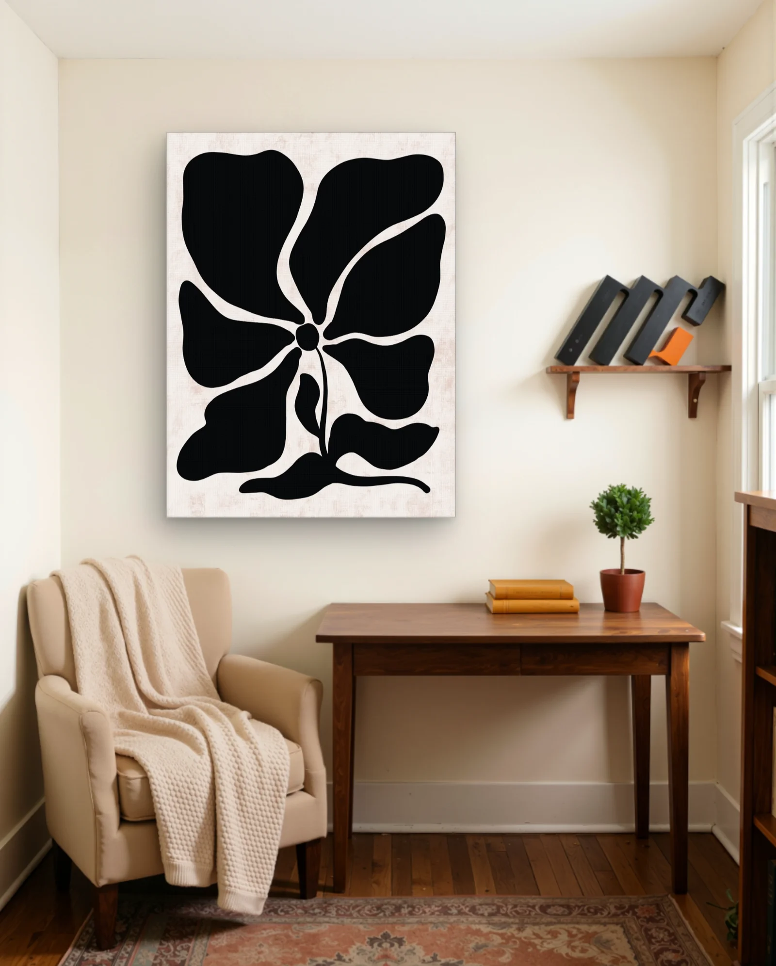 Black Abstract Flower Wall Art — framed wall art poster by Memocult