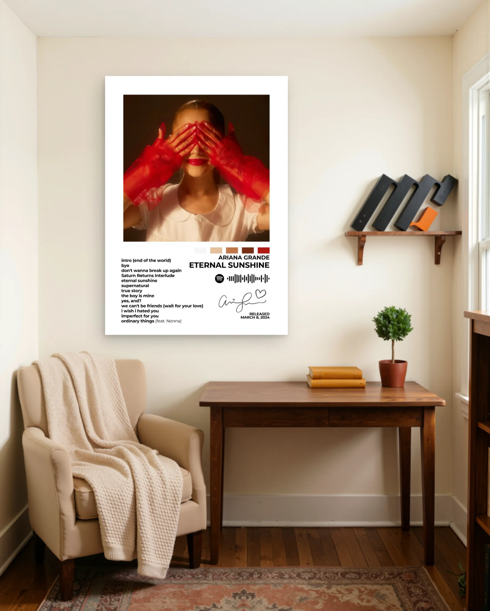 Ariana Grande Eternal Sunshine Poster — framed wall art poster by Memocult