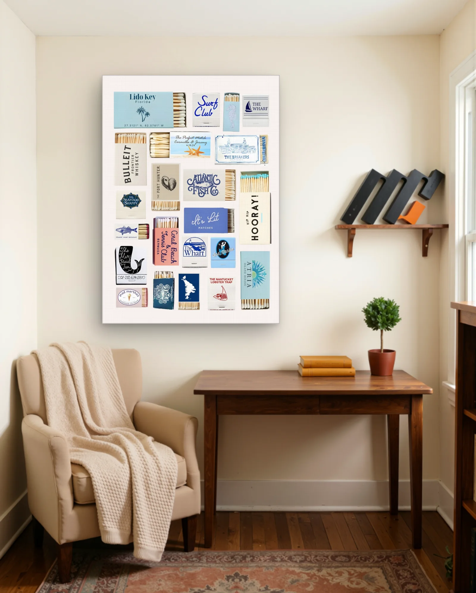 Lido Key Florida Matchbook Collage Wall Art — framed wall art poster by Memocult