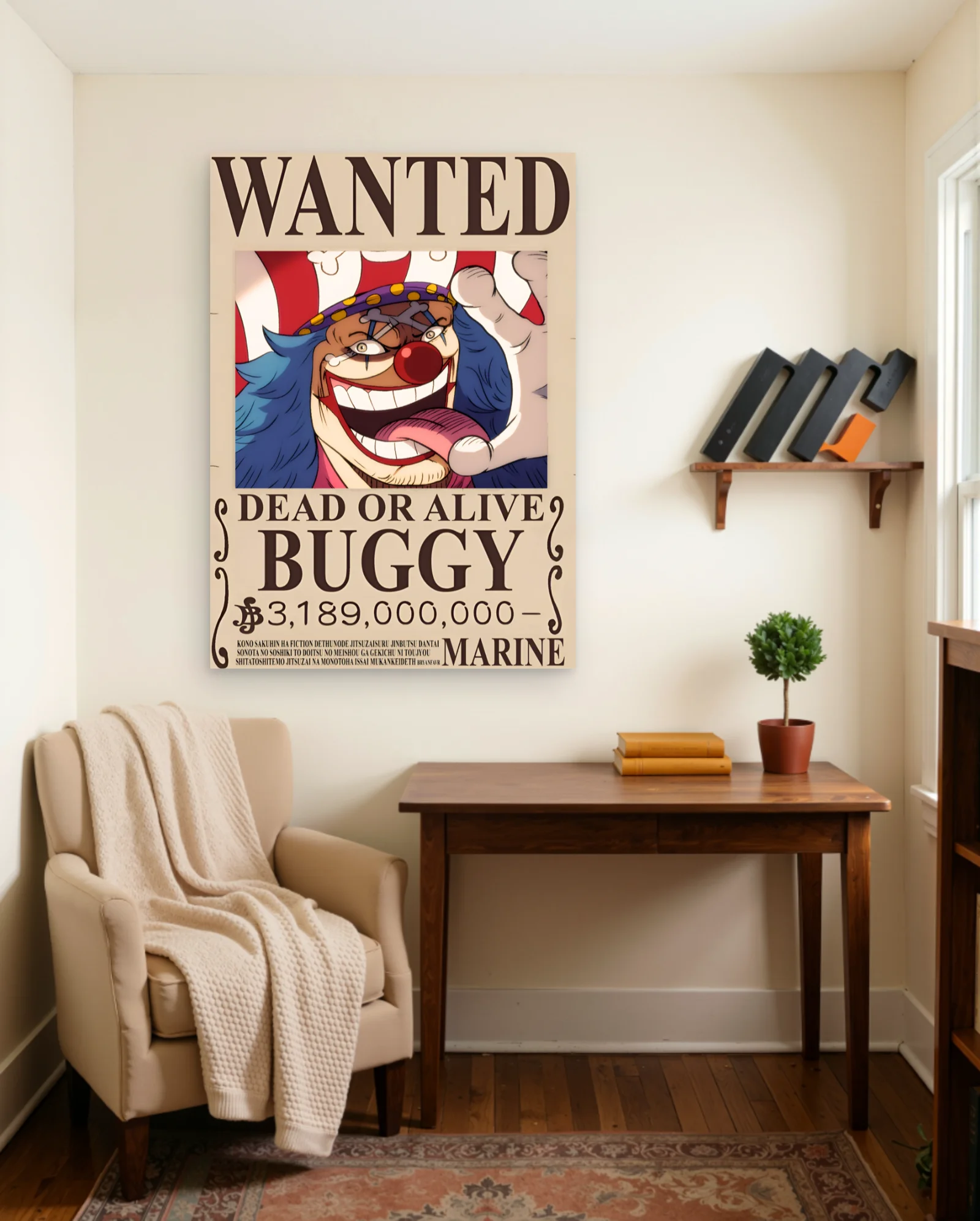 Buggy 3 Billion Bounty Poster — framed wall art poster by Memocult