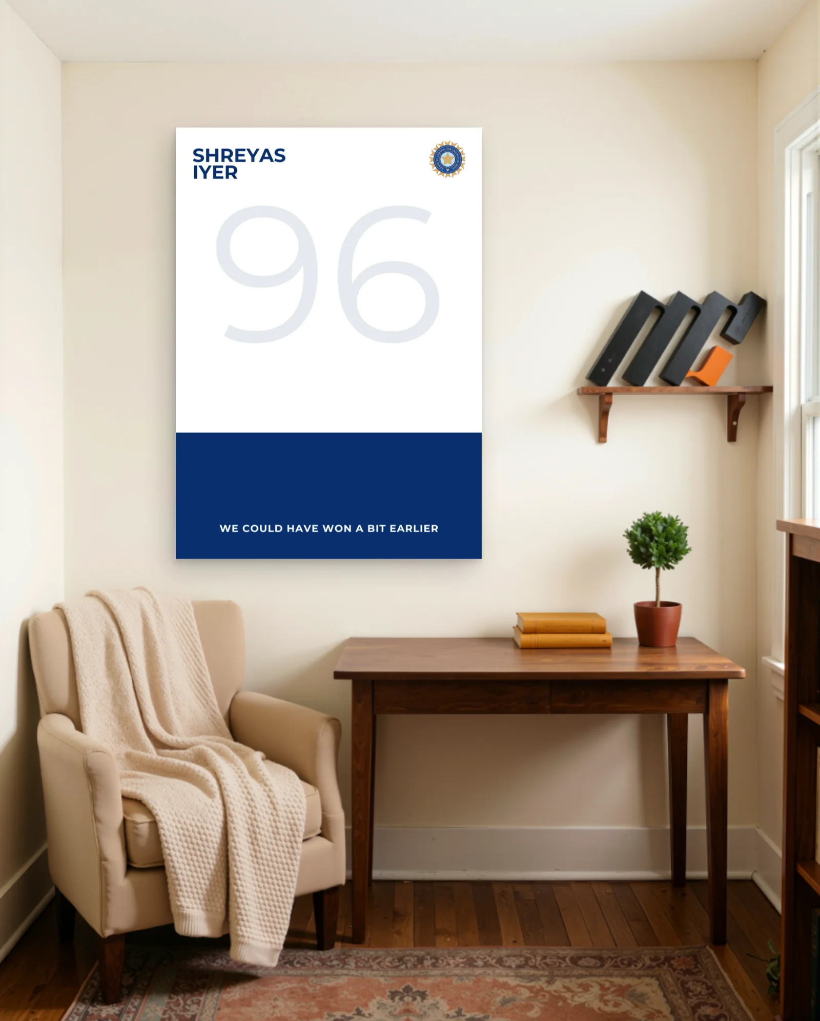 Shreyas Iyer 96 We Could Have Won A Bit Earlier Poster — framed wall art poster by Memocult
