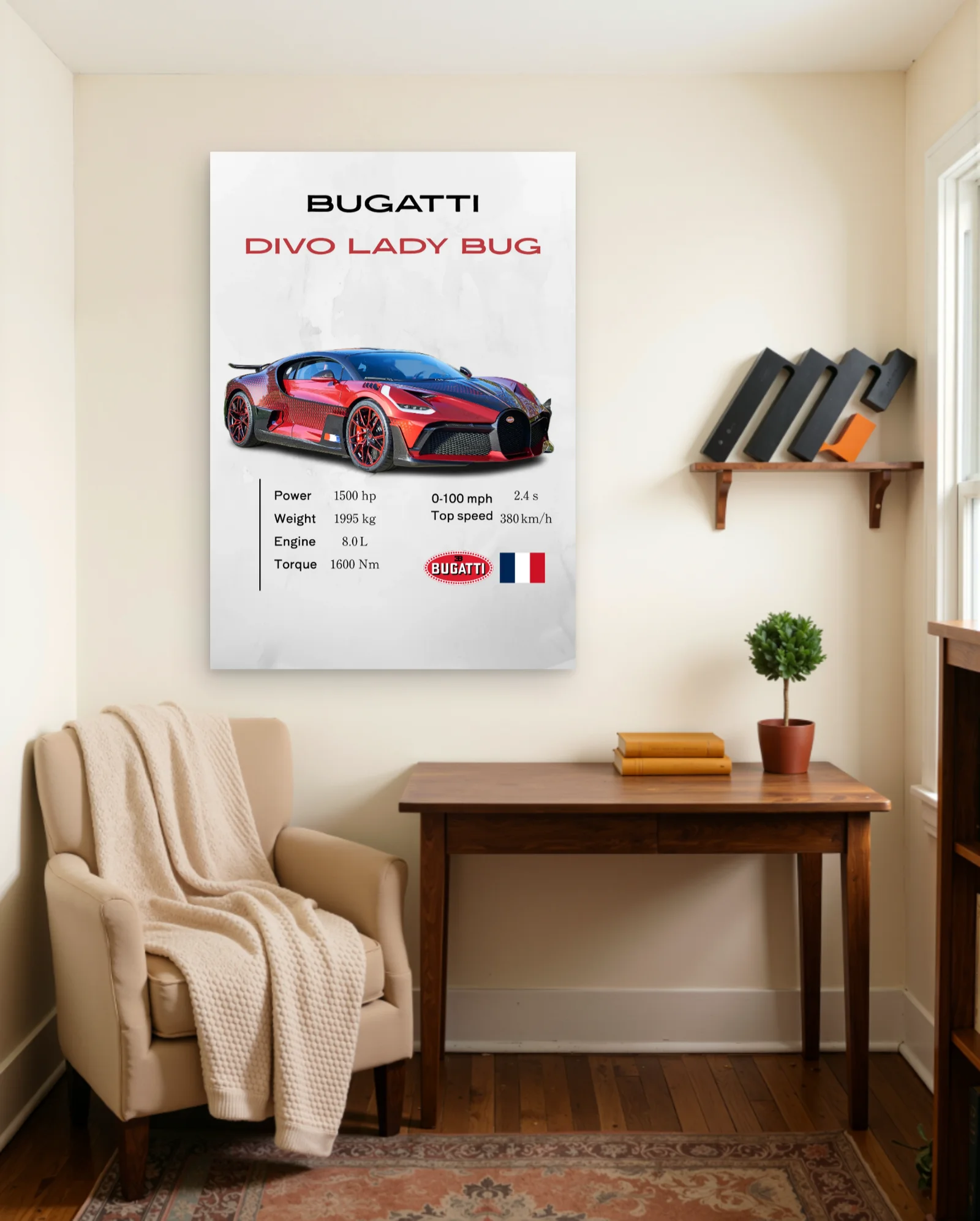 Bugatti Divo Lady Bug Poster — framed wall art poster by Memocult