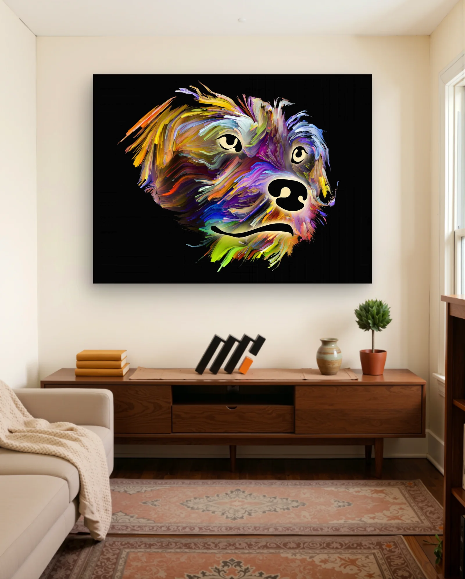 Colorful Brushstroke Dog Wall Art — Abstract abstract & modern wall art poster