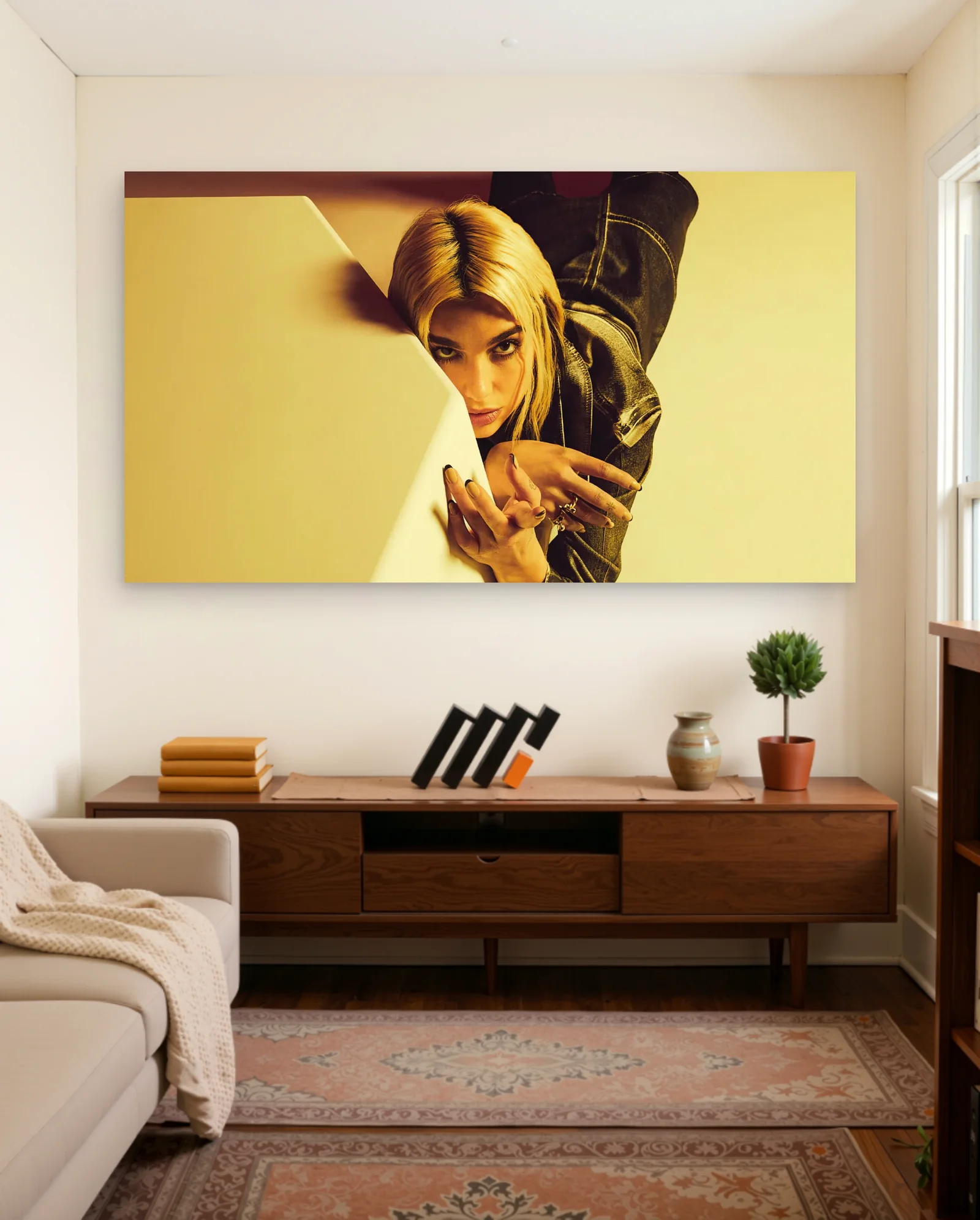 Dua Lipa Intense Portrait Poster — framed wall art poster by Memocult