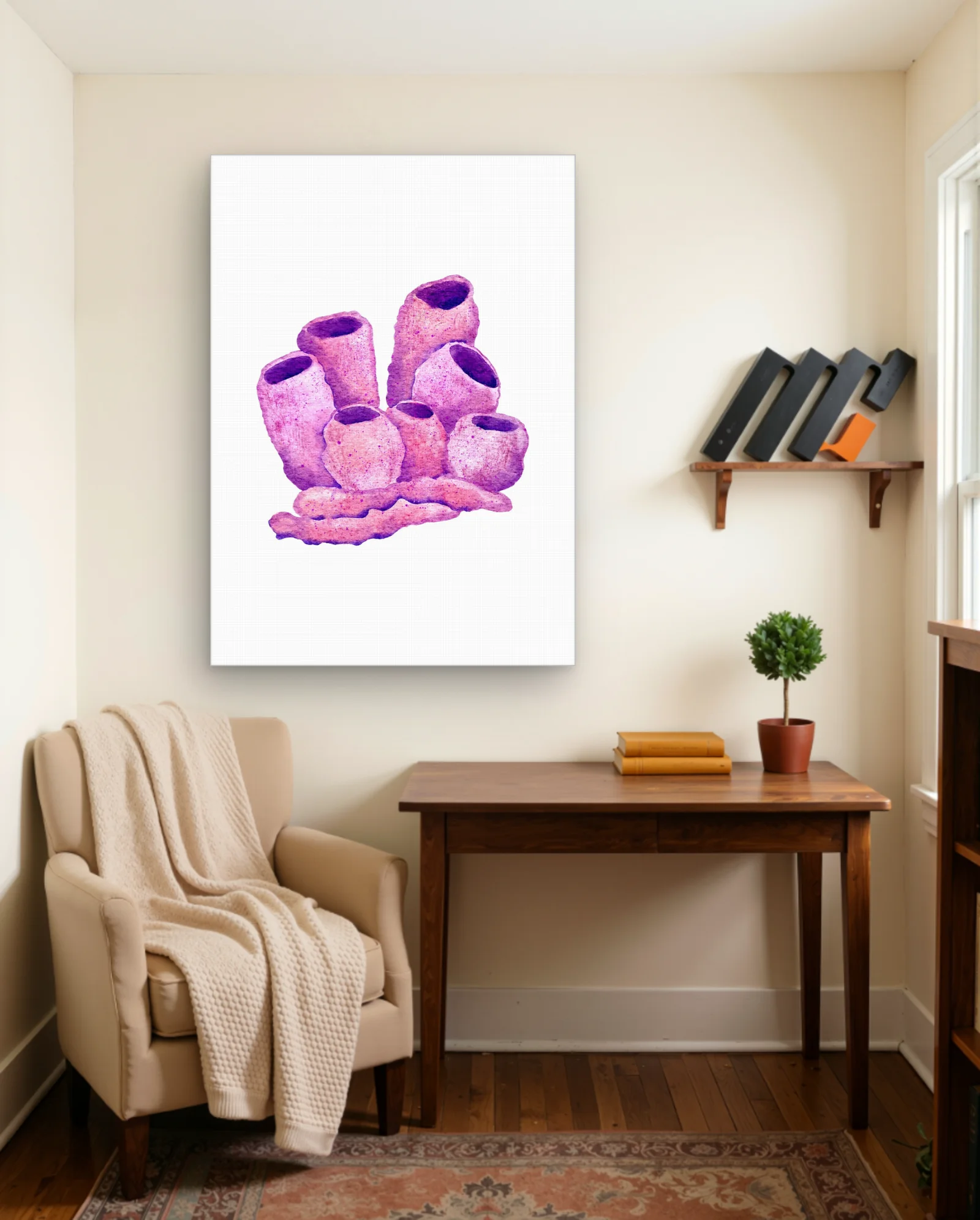 Pink Tube Sponge Watercolor Wall Art — Abstract abstract & modern wall art poster