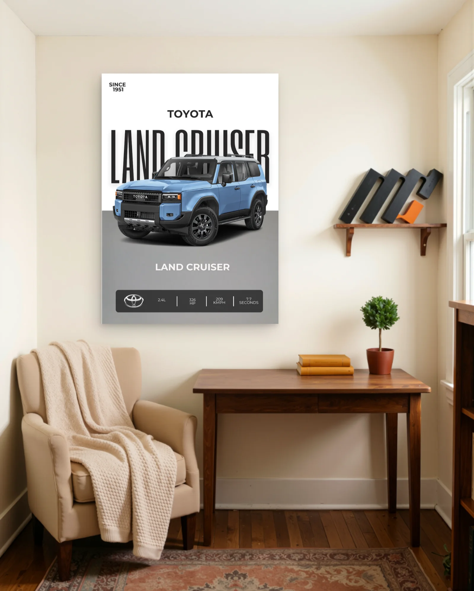 Toyota Land Cruiser Poster — framed wall art poster by Memocult