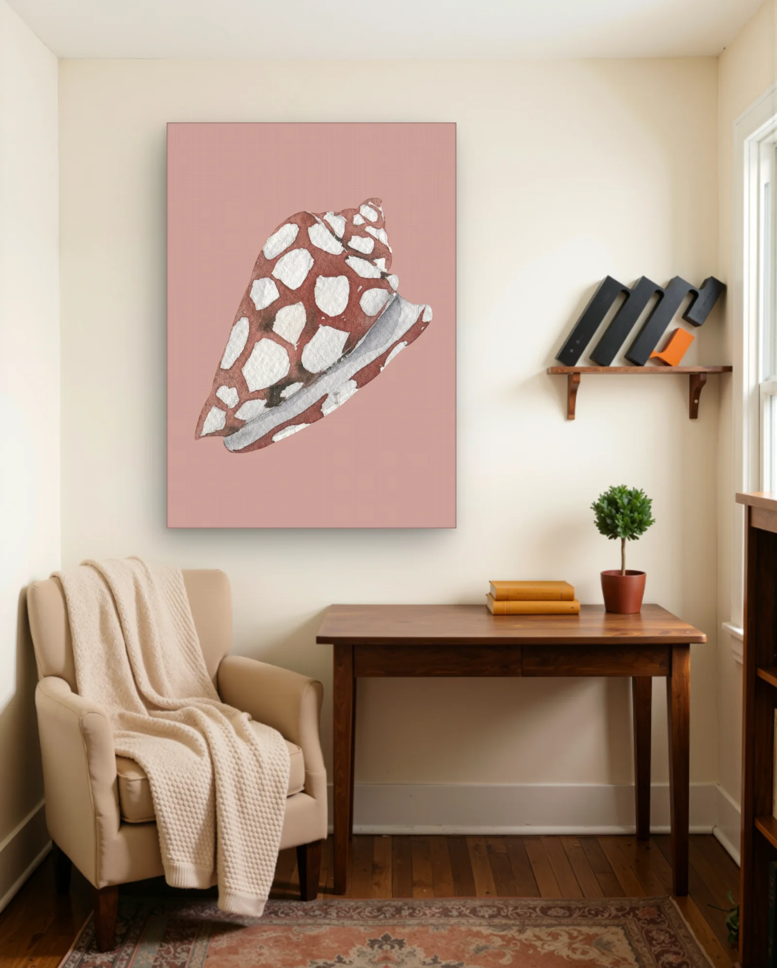 Spotted Nautilus Shell Watercolor Wall Art — framed wall art poster by Memocult