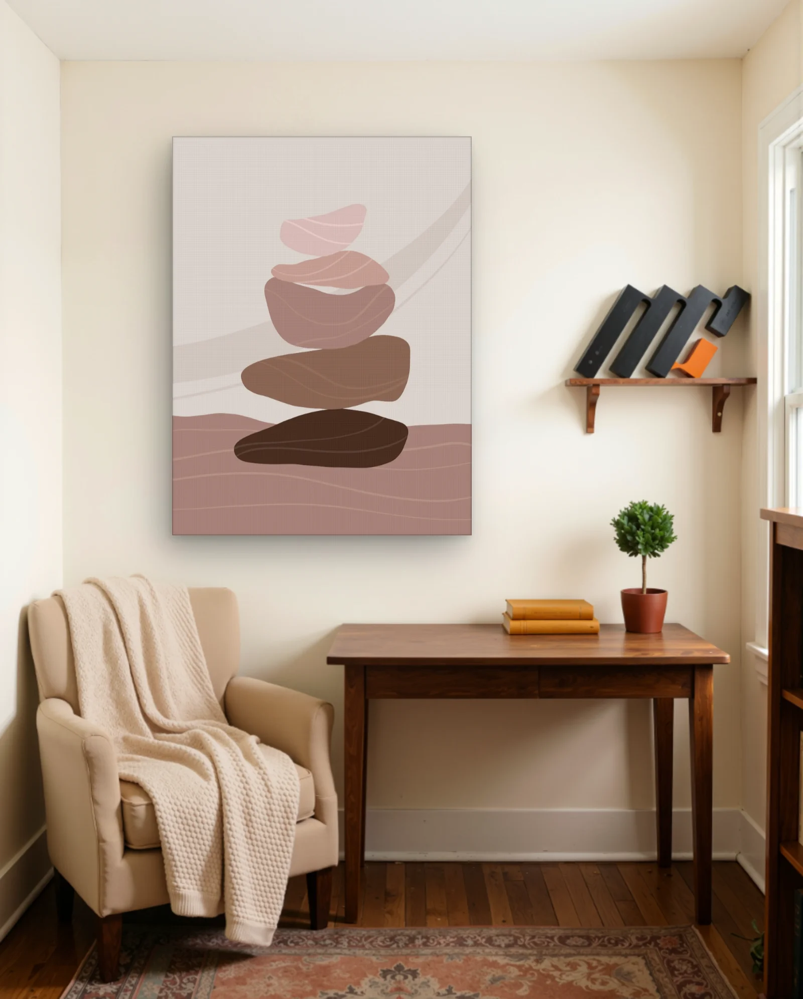 Stacked Stones Earth Tones Wall Art — Modern Digital Art abstract & modern wall art poster