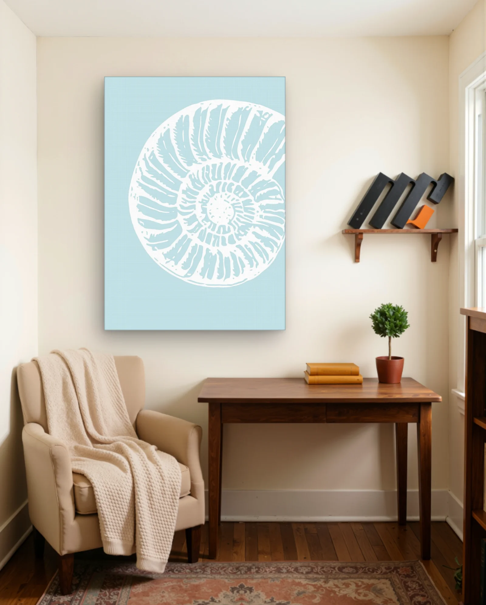 Nautilus Shell Pale Aqua Wall Art — Aesthetic Moods abstract & modern wall art poster