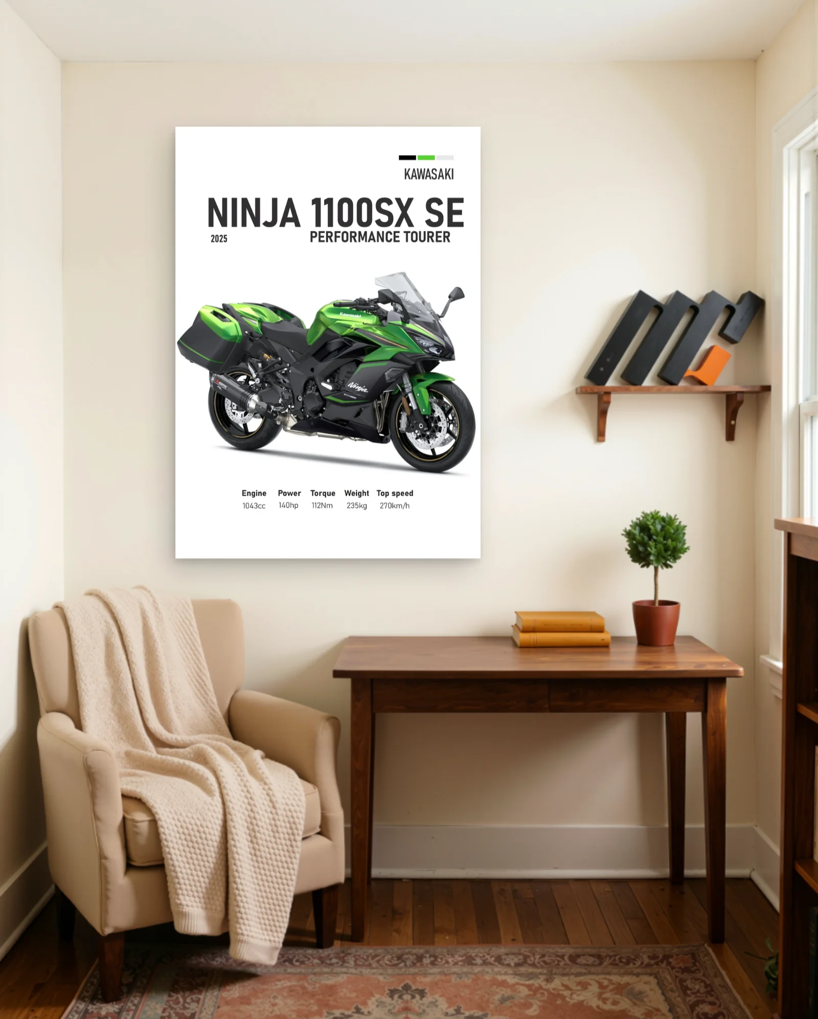 Ninja 1100SX SE 2025 Performance Tourer Poster — framed wall art poster by Memocult