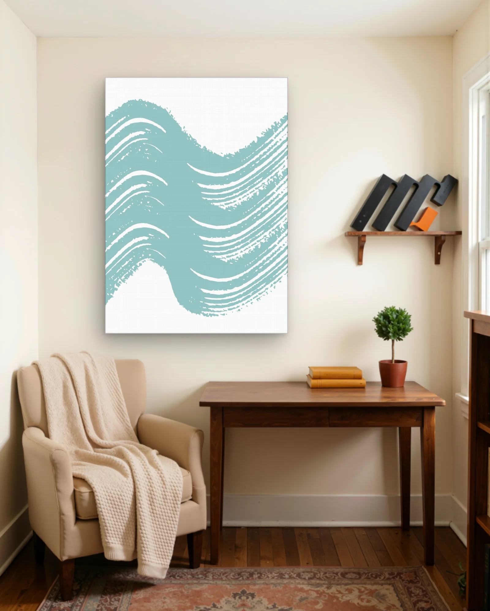 Teal Wave Wall Art — Modern Digital Art abstract & modern wall art poster