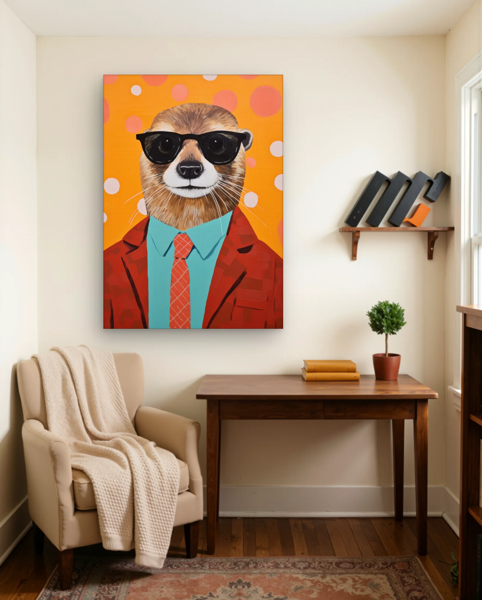 Otter With Sunglasses And Blazer Wall Art — Modern Oil Type classical & fine art wall art poster