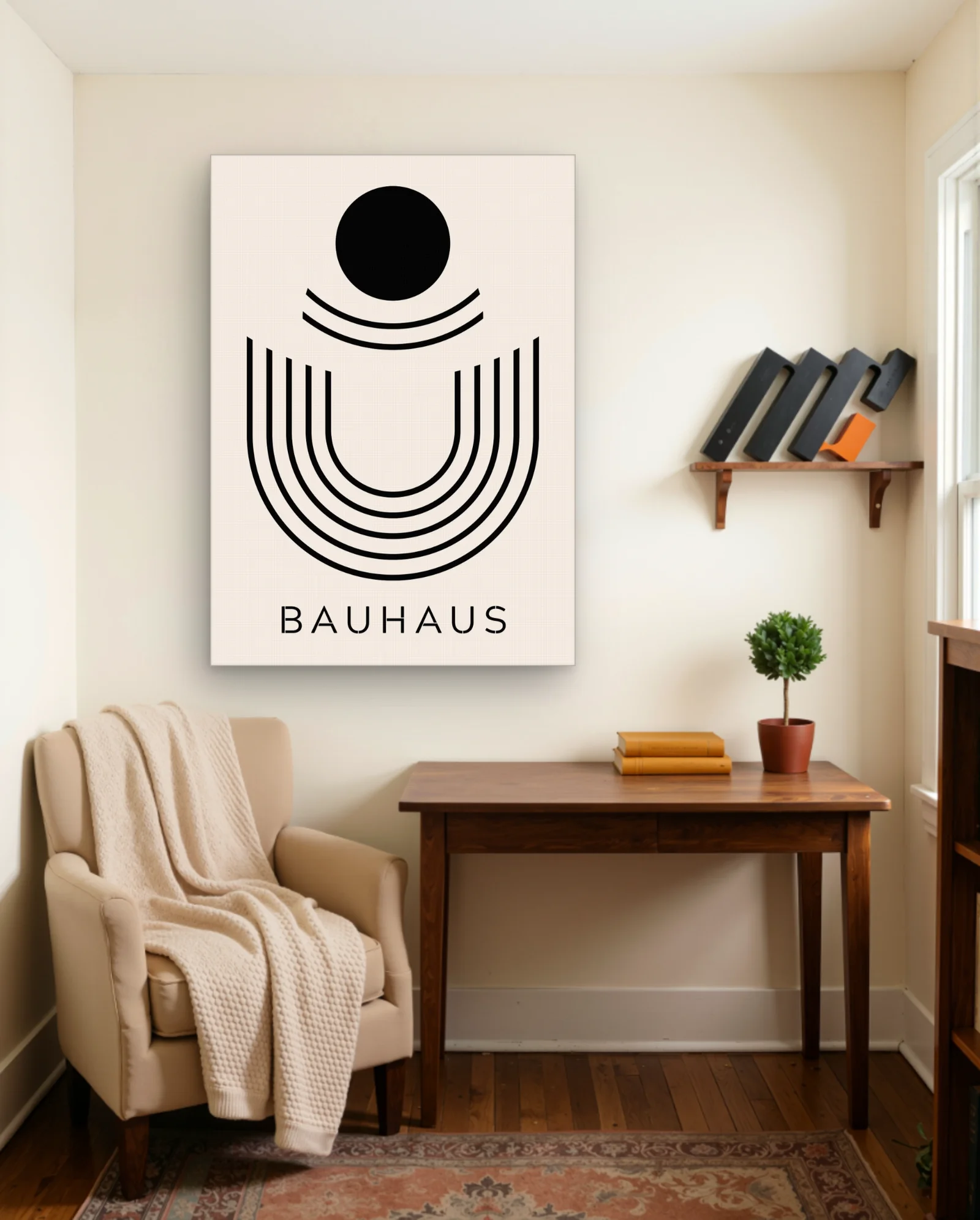 Bauhaus Sun And Arcs Wall Art — framed wall art poster by Memocult