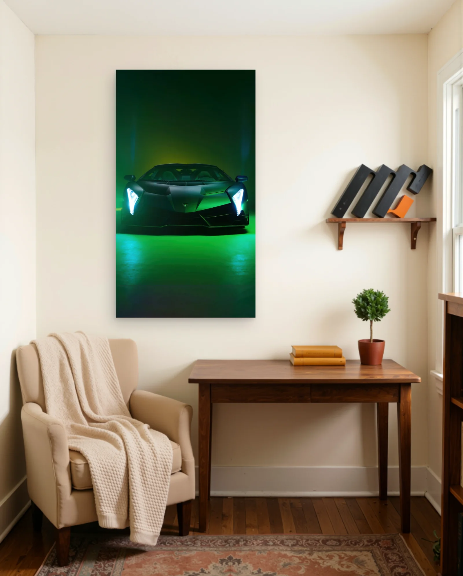 Lamborghini Veneno Low Front Portrait Poster — framed wall art poster by Memocult