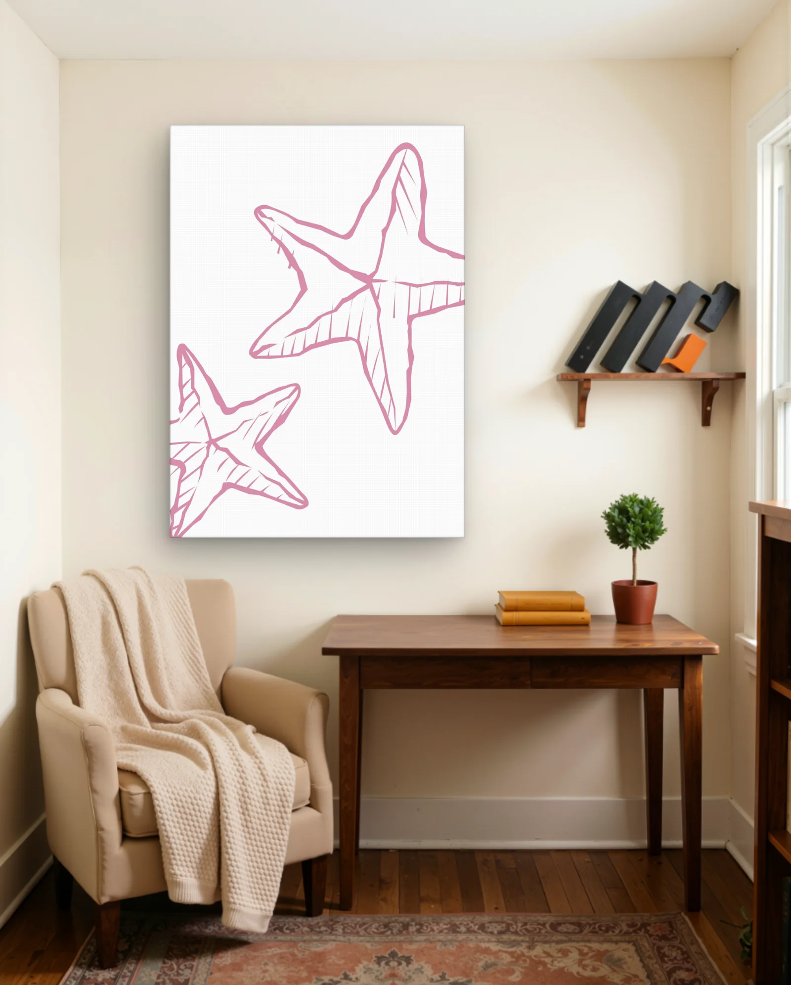 Pink Line Art Starfish Wall Art — Abstract abstract & modern wall art poster