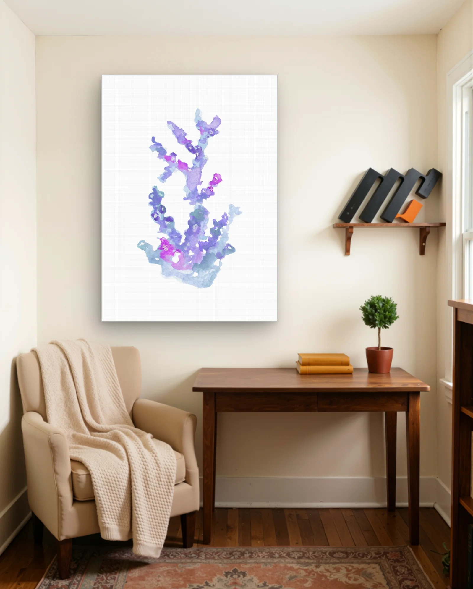 Lavender Purple Coral Watercolor Wall Art — framed wall art poster by Memocult