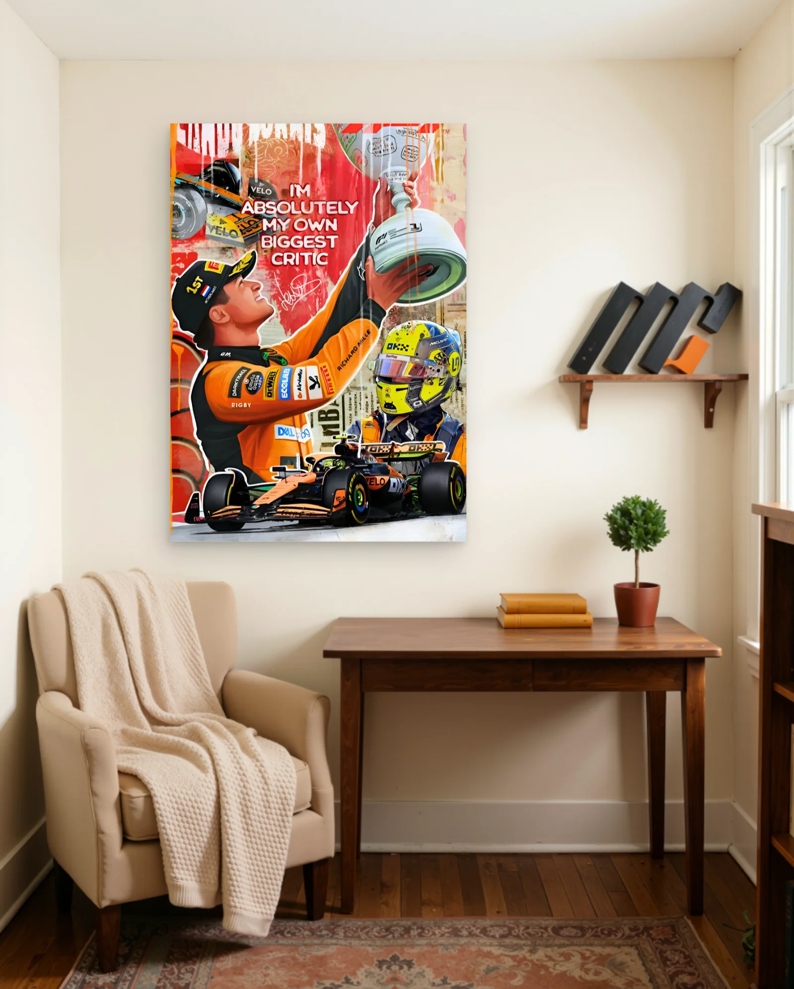 Lando Norris I'm My Own Biggest Critic Poster — framed wall art poster by Memocult