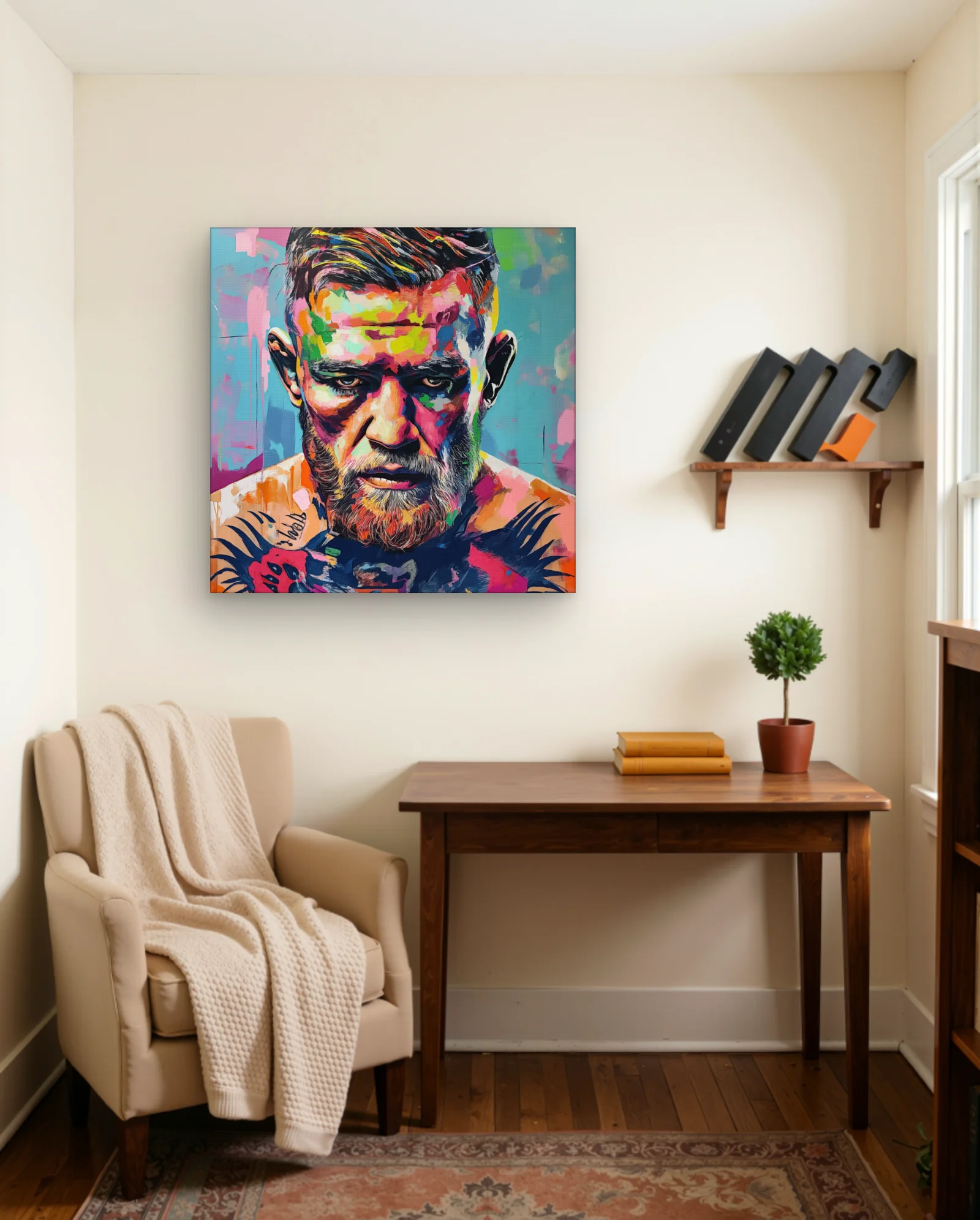 Conor McGregor Neon Portrait Wall Art — framed wall art poster by Memocult