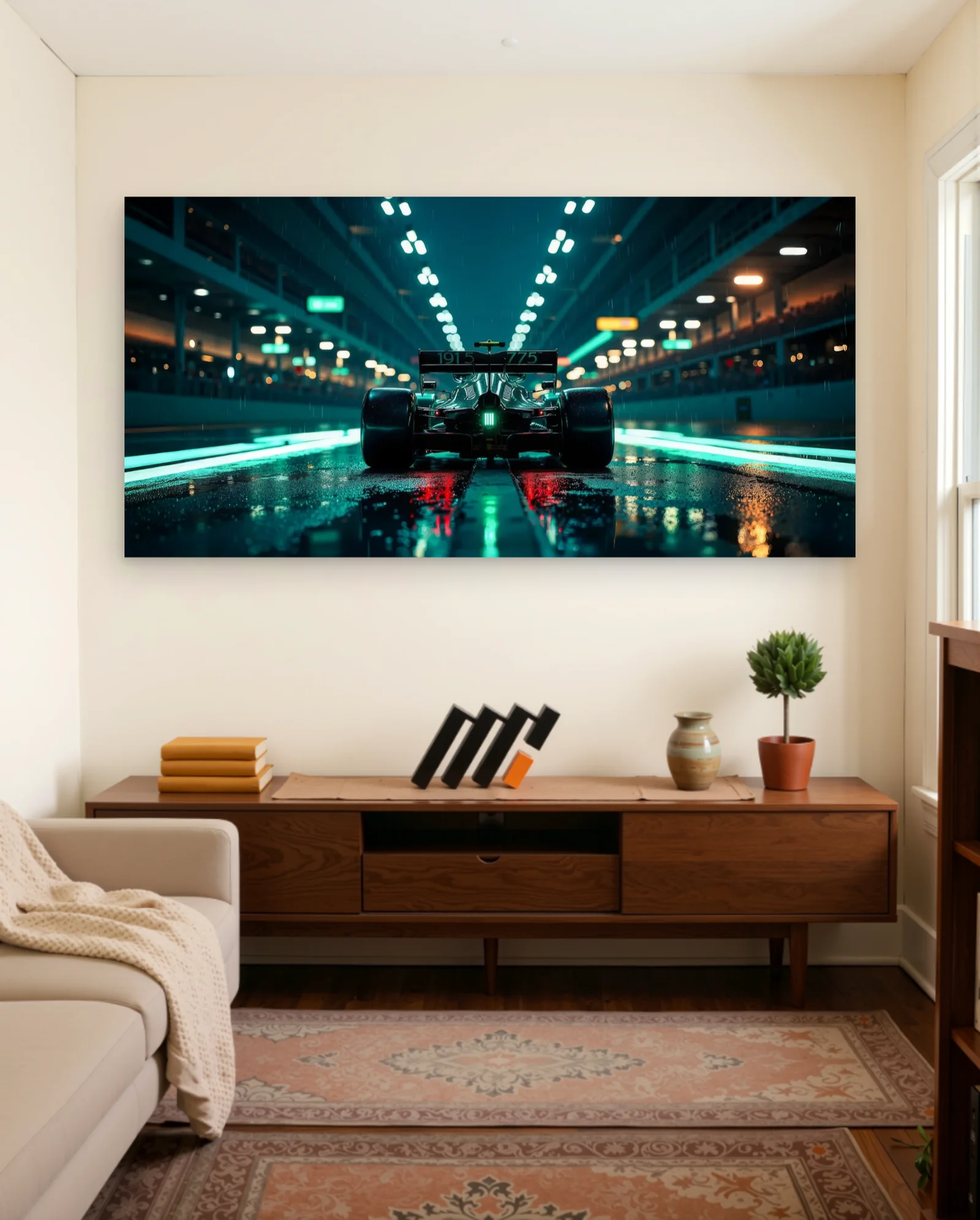 Formula 1 Car Night Race Poster — Formula 1 motorsport wall art poster