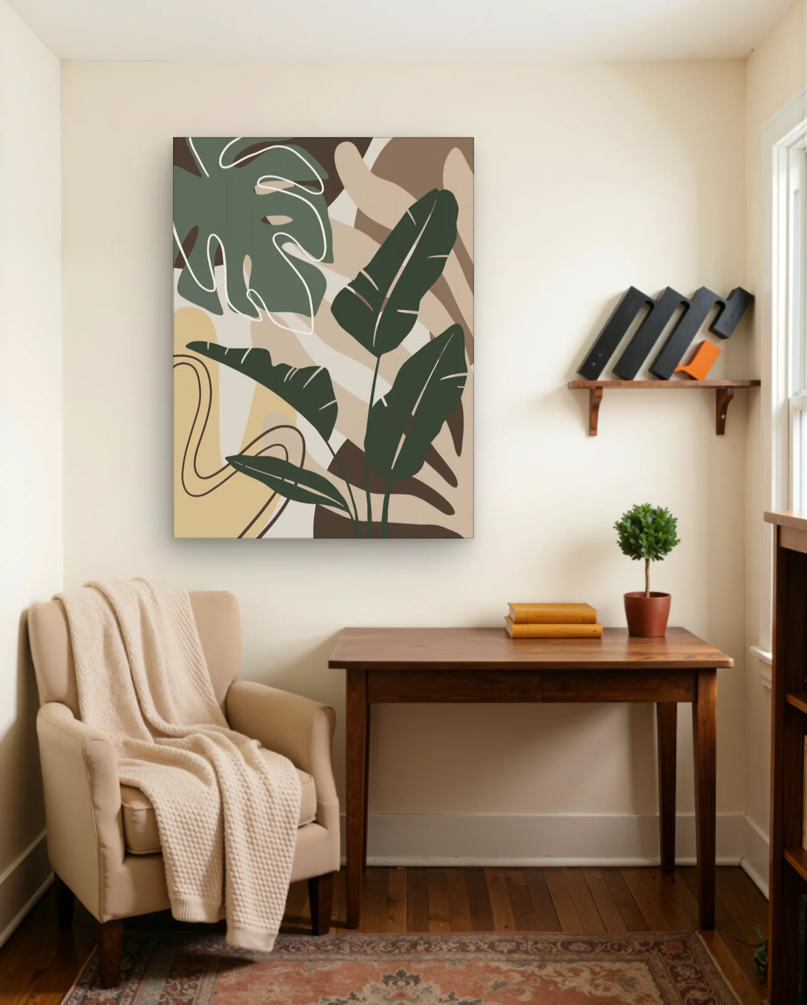 Monstera And Banana Leaves Abstract Wall Art — Abstract abstract & modern wall art poster