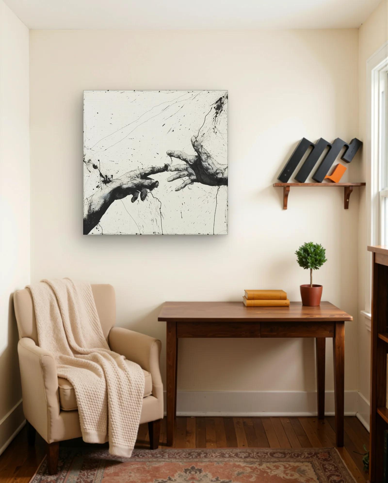 Two Hands Ink Splatter Wall Art — framed wall art poster by Memocult