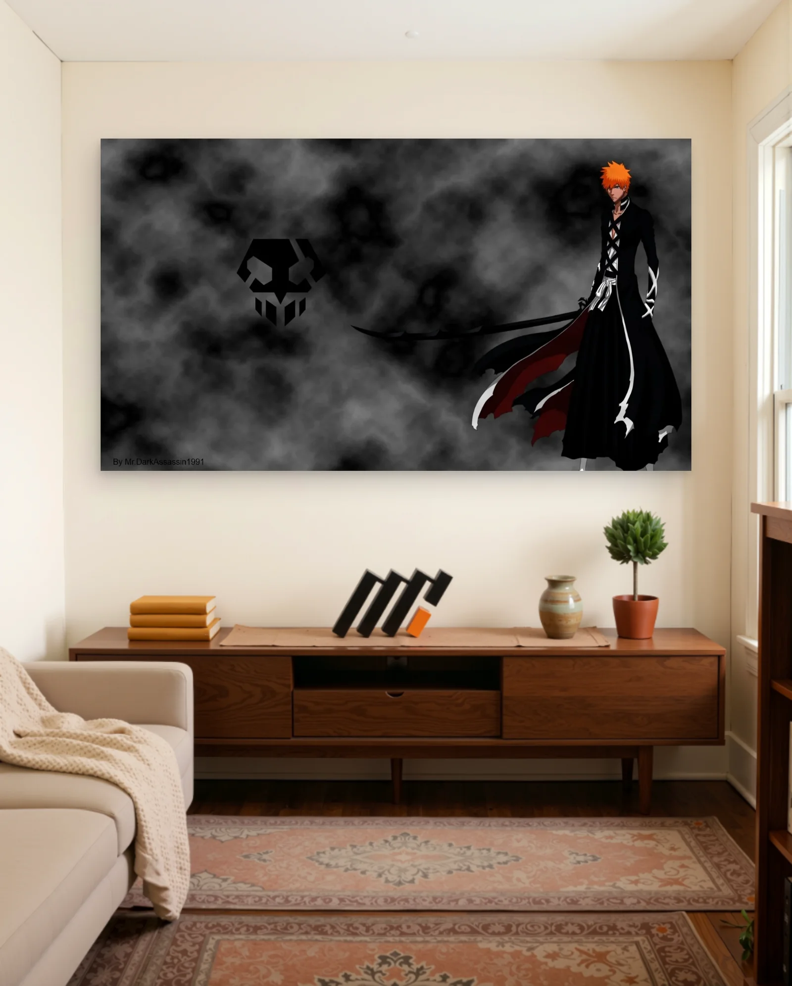 Ichigo Kurosaki Soul Reaper Emblem Poster — framed wall art poster by Memocult