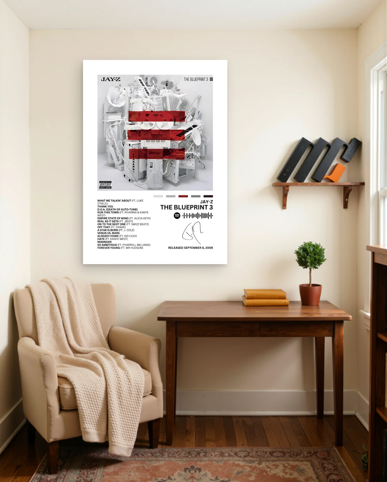 Jay-Z The Blueprint 3 Poster — framed wall art poster by Memocult