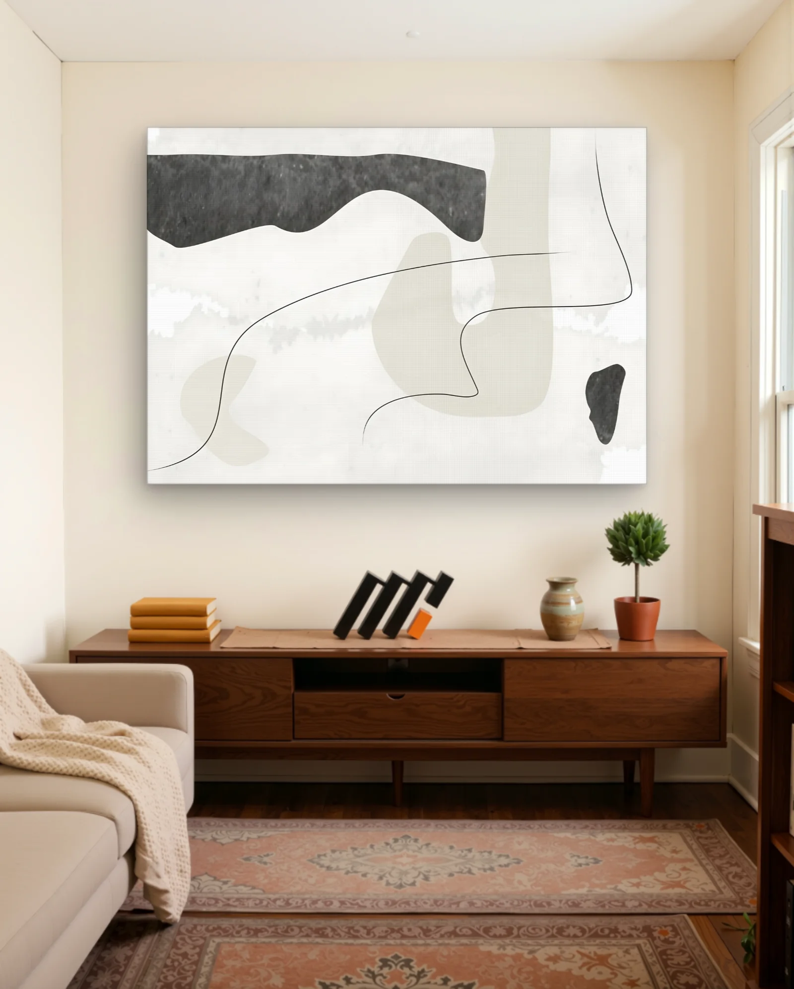 Minimalist Abstract Line Art Shapes Wall Art — framed wall art poster by Memocult