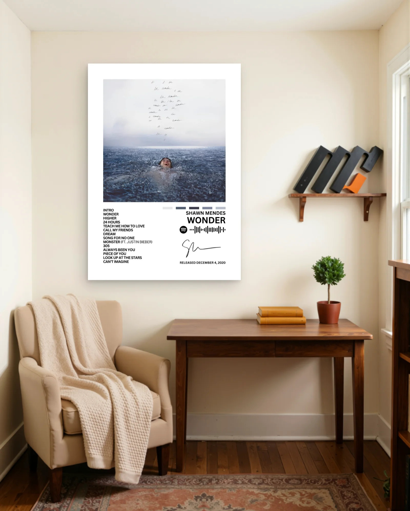 Shawn Mendes Wonder Poster — framed wall art poster by Memocult