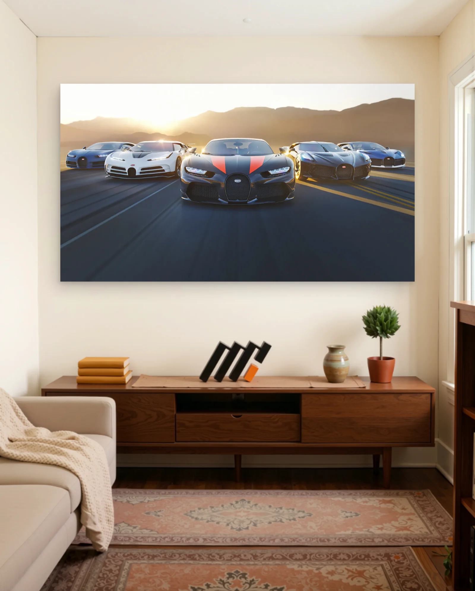 Bugatti Chiron Red Stripe Poster — framed wall art poster by Memocult