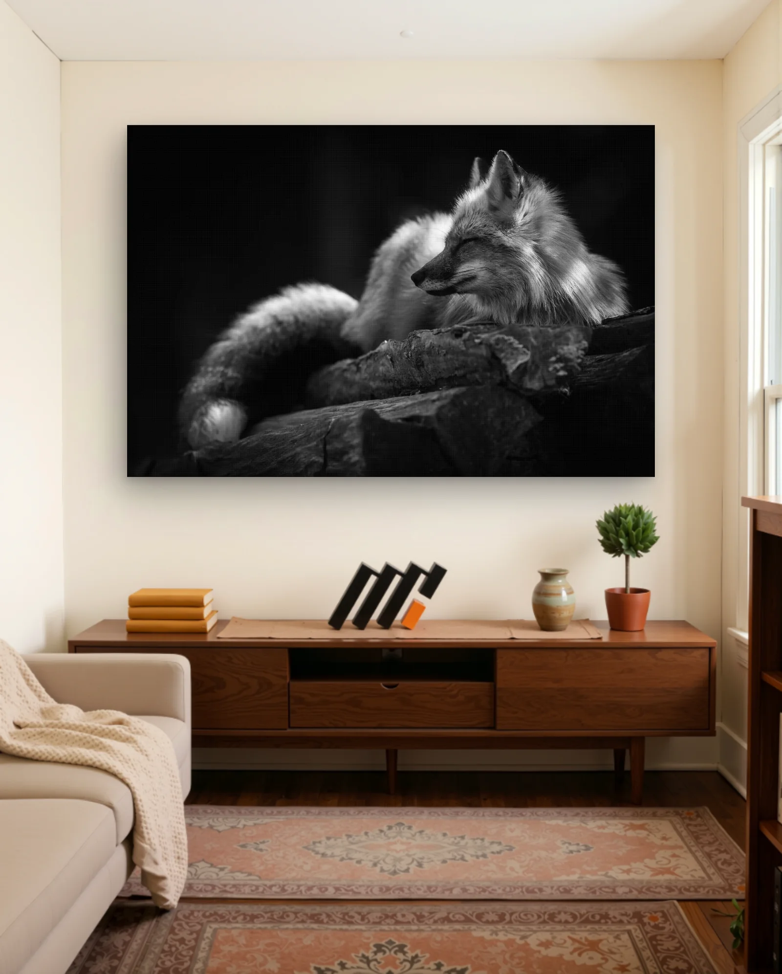 Red Fox Resting Side Profile Wall Art — framed wall art poster by Memocult