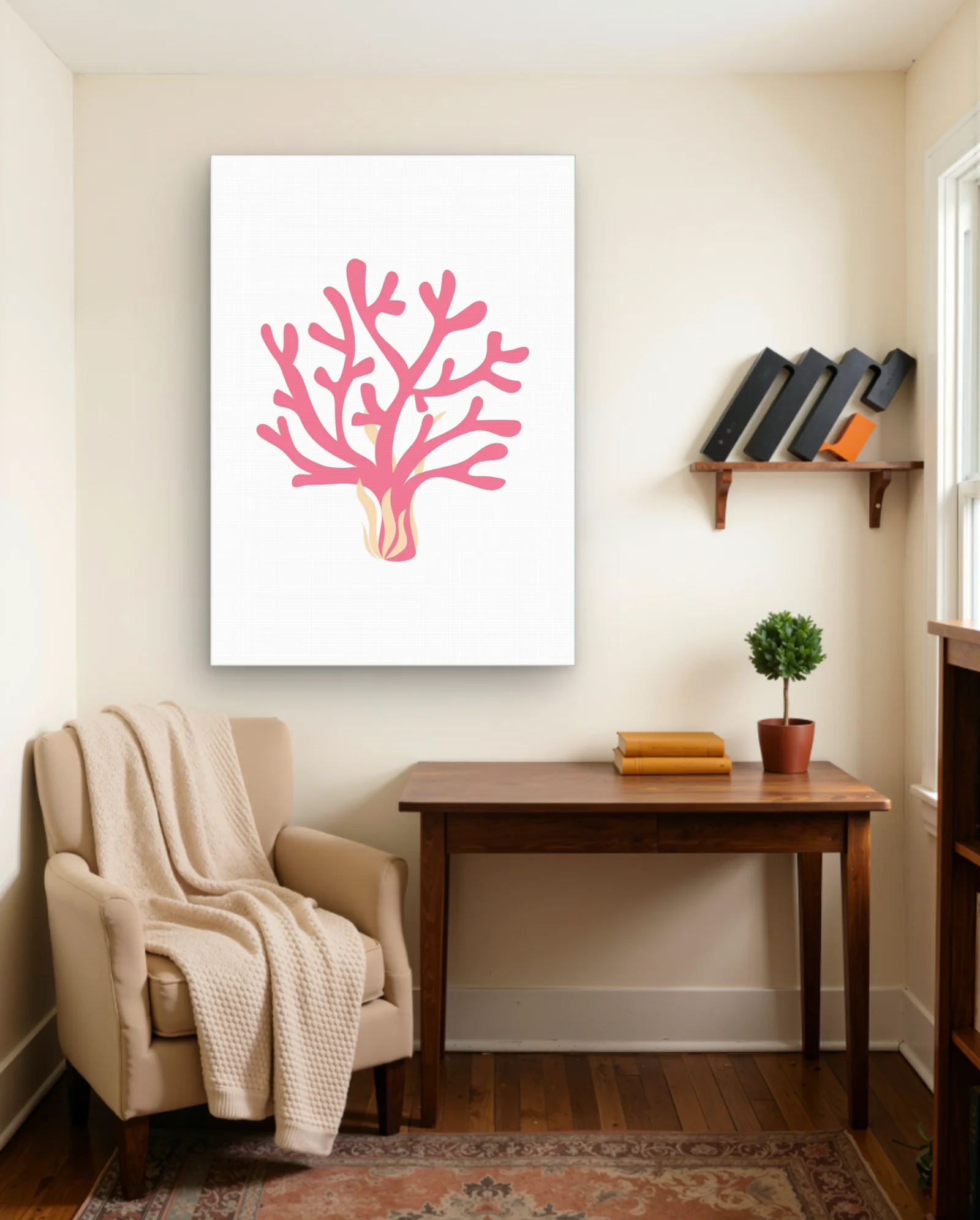 Pink Coral Branch Minimalist Wall Art — Modern Digital Art abstract & modern wall art poster