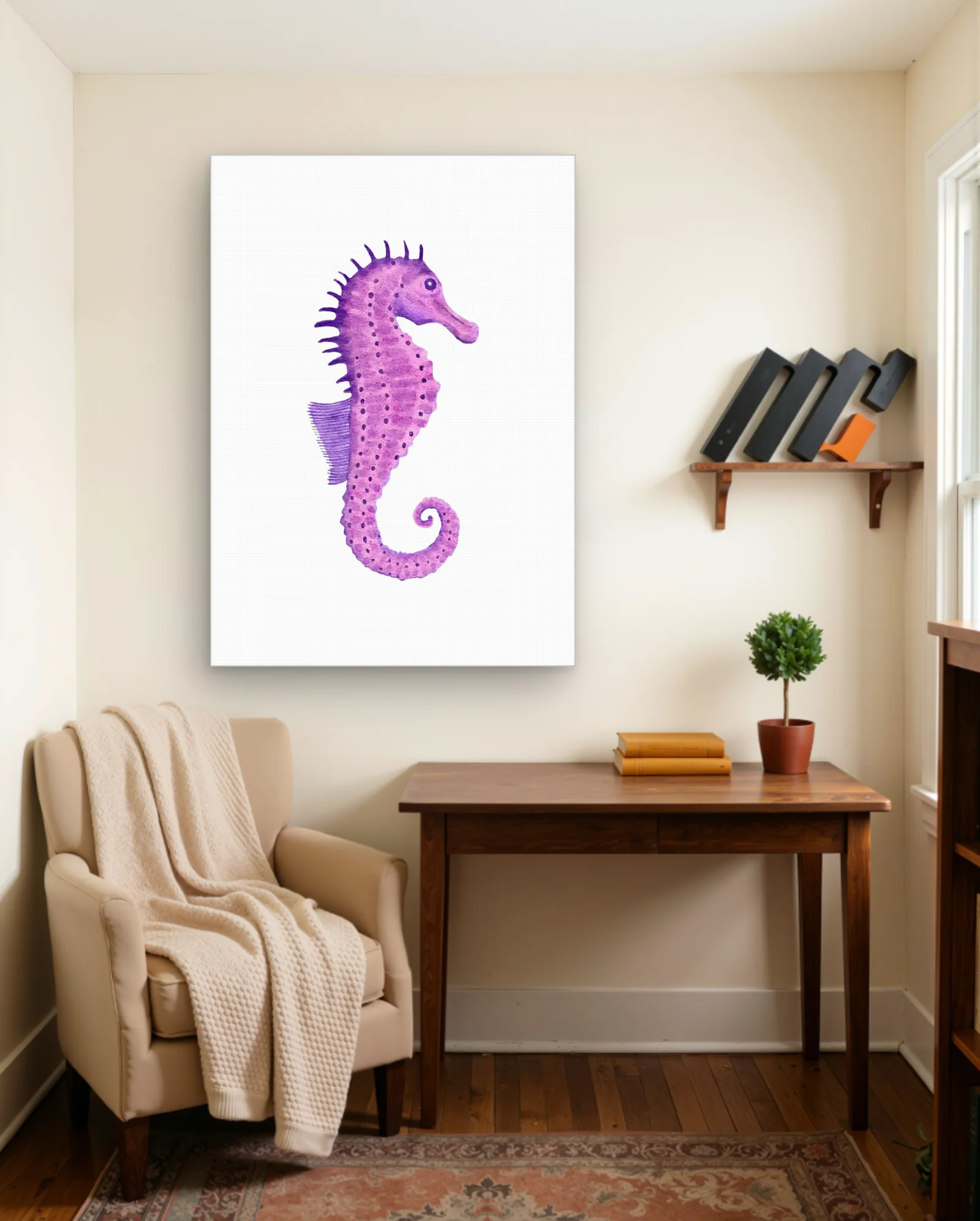Purple Watercolor Seahorse Wall Art — Abstract abstract & modern wall art poster