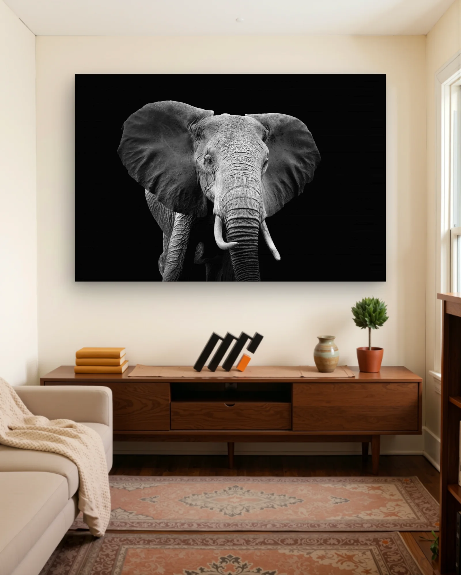 African Elephant Tusker Wall Art — framed wall art poster by Memocult