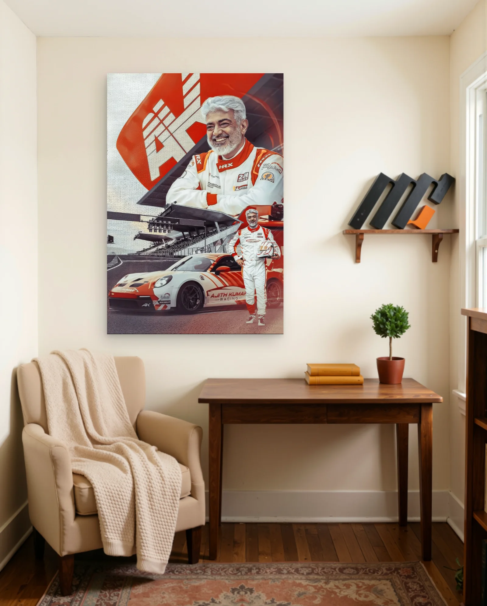 Ajith Kumar Racing Porsche Poster — framed wall art poster by Memocult