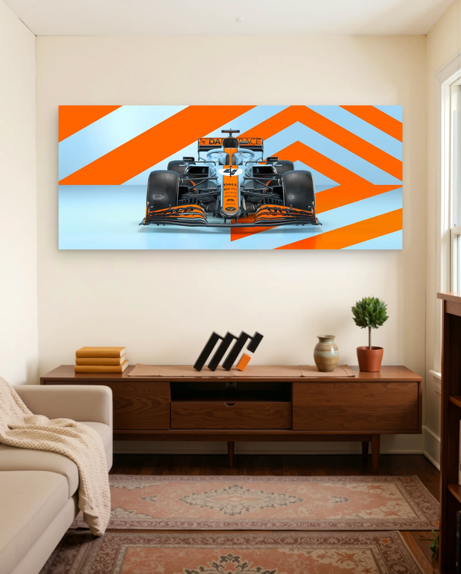 McLaren F1 Car Number 4 Dell Poster — framed wall art poster by Memocult
