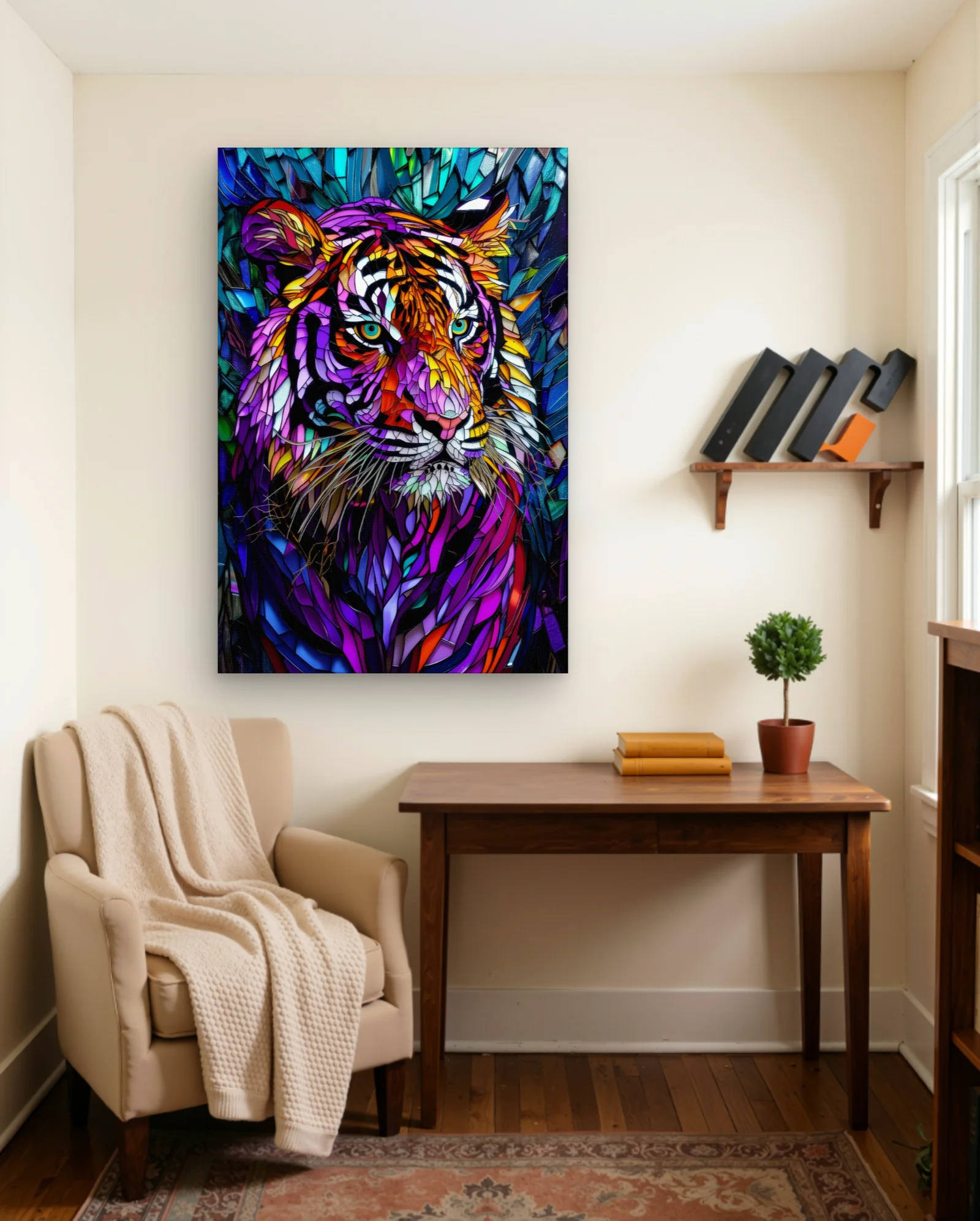 Tiger Portrait Colorful Abstract Wall Art — Modern Digital Art abstract & modern wall art poster