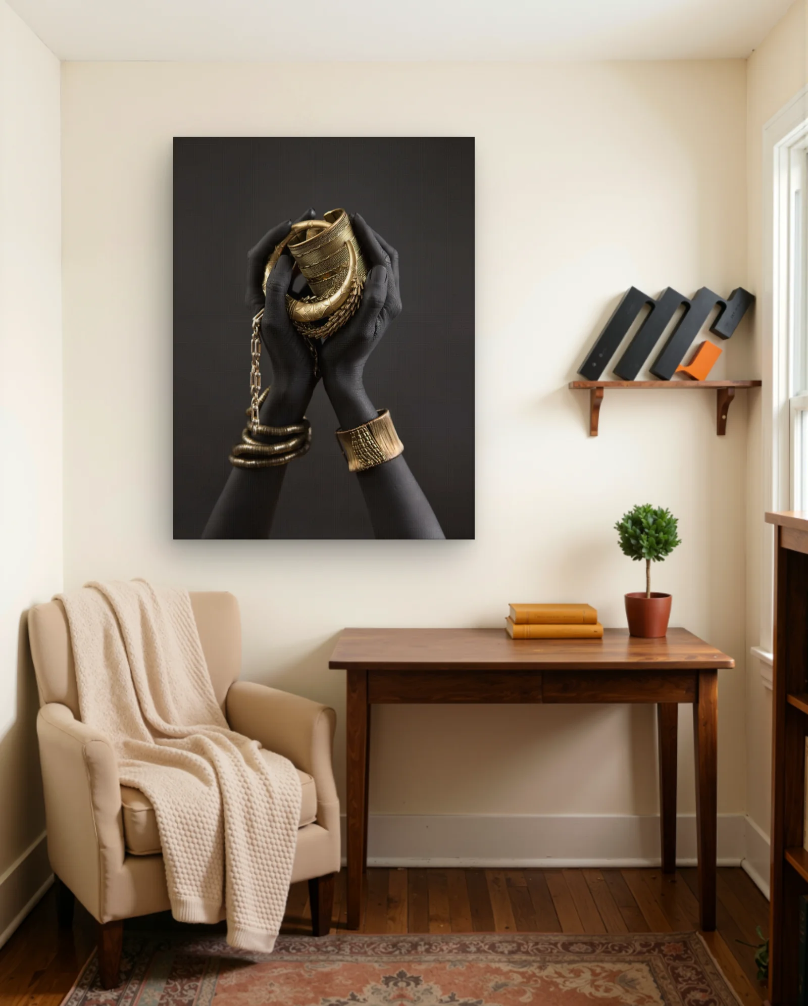 Black Hands Gold Jewelry Collection Wall Art — framed wall art poster by Memocult