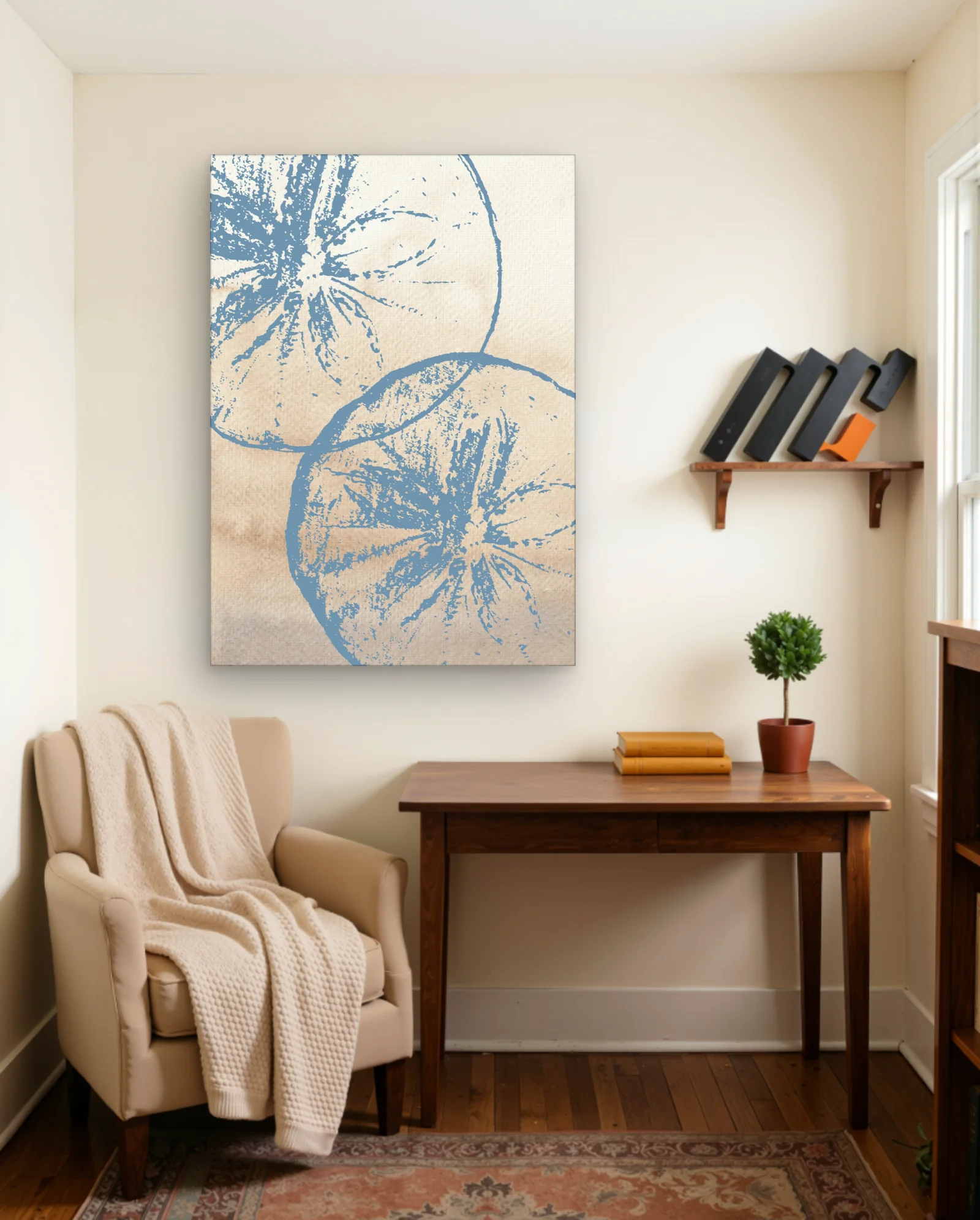 Blue Citrus Slices Wall Art — framed wall art poster by Memocult