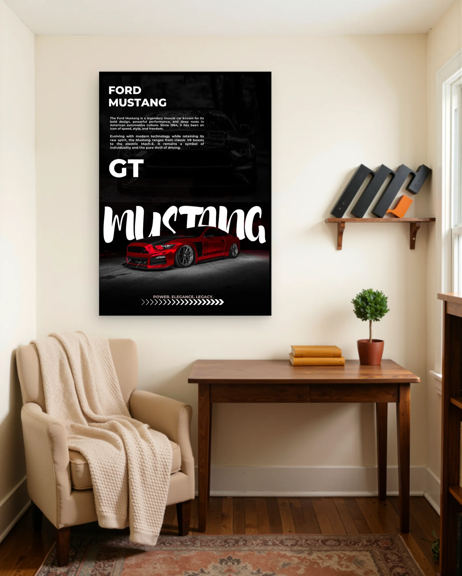 Ford Mustang GT Poster — framed wall art poster by Memocult