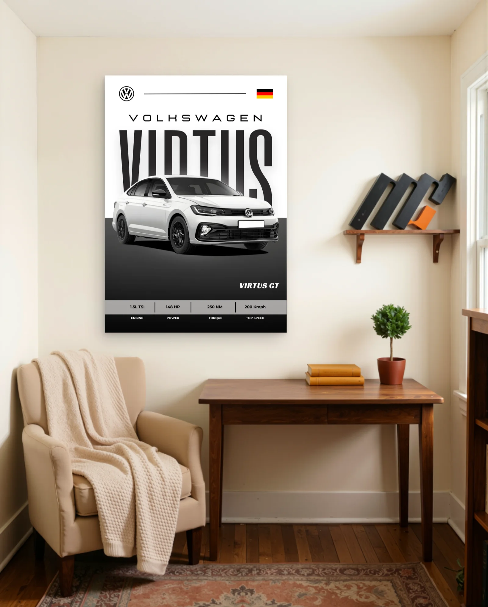 Volkswagen Virtus GT Poster — framed wall art poster by Memocult
