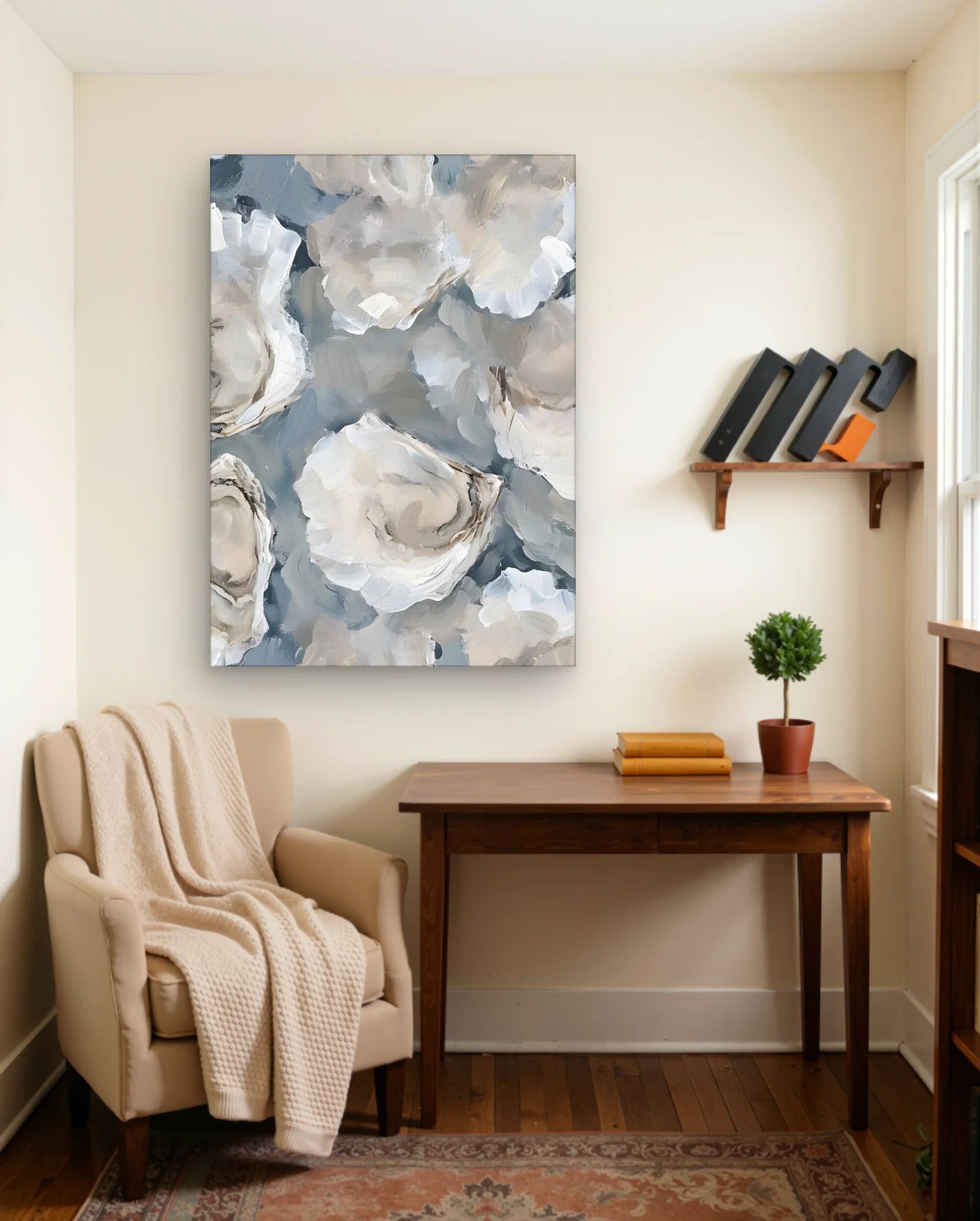 Oysters Soft Grey And Cream Wall Art — Abstract abstract & modern wall art poster