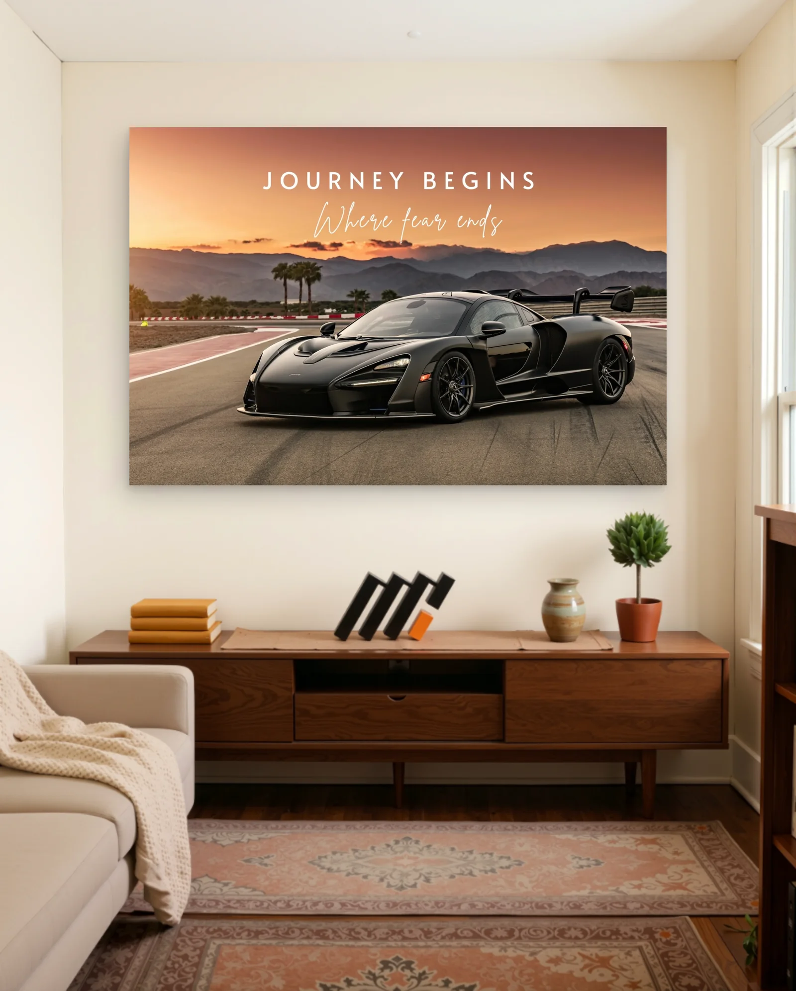 Journey Begins Where Fear Ends Poster — framed wall art poster by Memocult